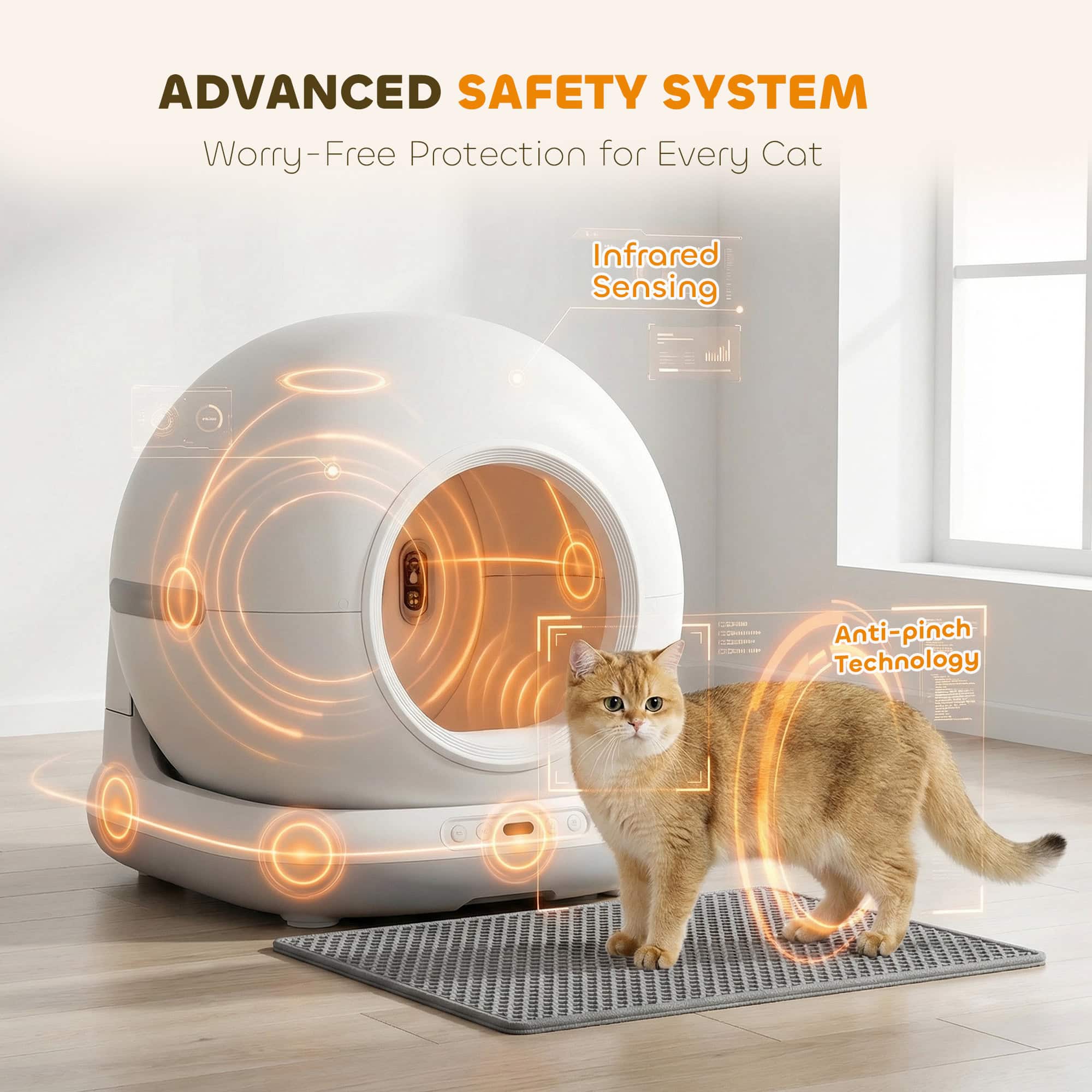 72L Self Cleaning Cat Litter Tray Automatic Cat Litter Box APP Control for Multiple Cats - Image 6