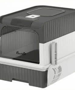 Enclosed Cat Litter Box with Lid, Pull-Out Drawer Tray, Scoop, 4 Deodorisation Bags, Front Entry & Top Exit, Grey