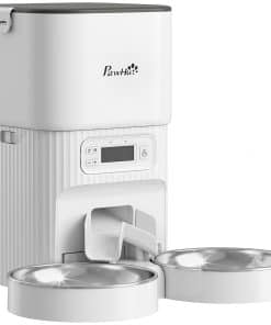 Automatic Cat Feeder Timed Portion Control Pet Food Dispenser with 2 Stainless Steel Bowls
