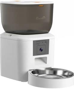 Automatic Cat Feeder with Camera, 2.4G WiFi, APP Control 4L Pet Feeder 1-10 Meals with 2-Way Audio, Dual Power Supply