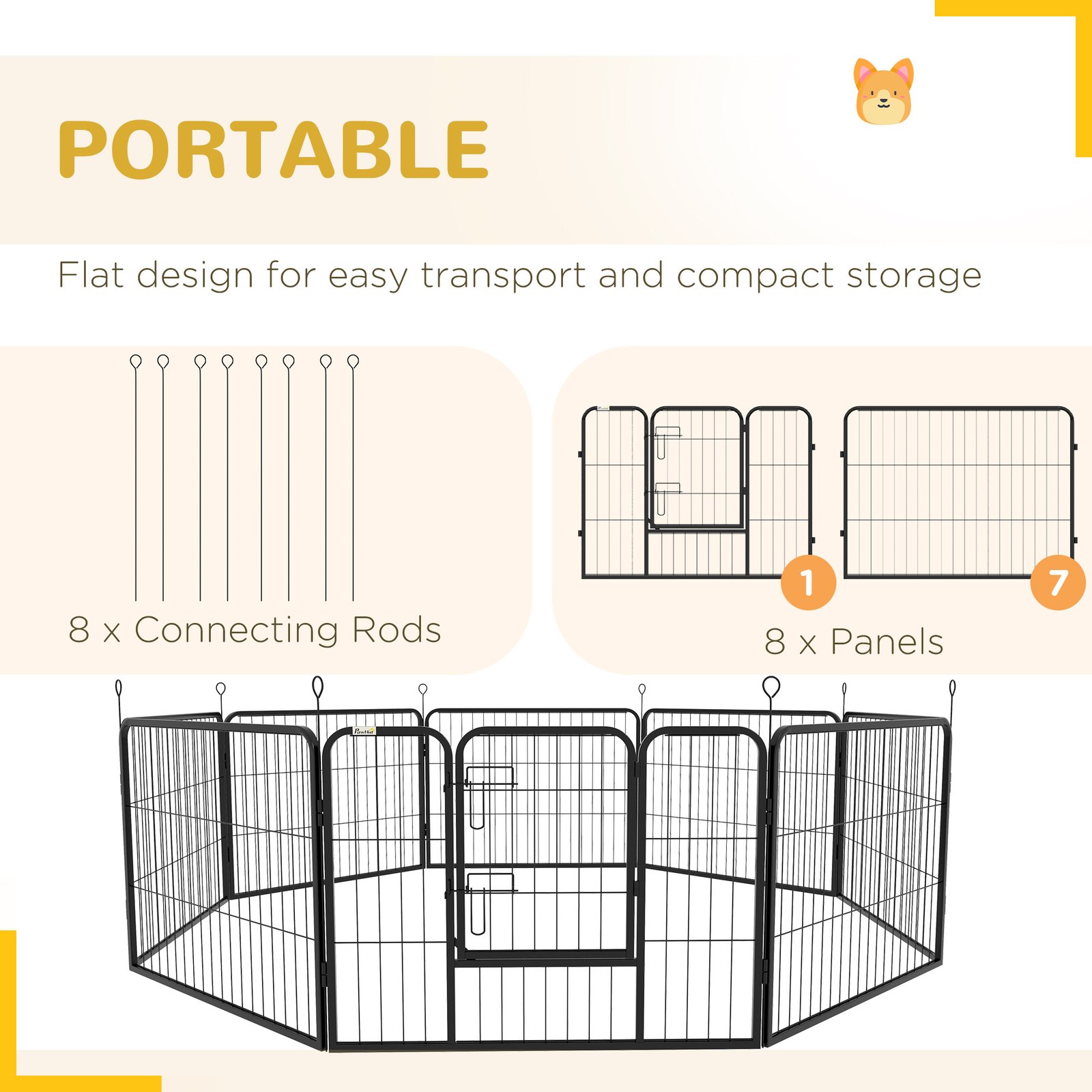 Steel 8 Panel Dog pen Pet Puppy PlayPen Grey - Image 5