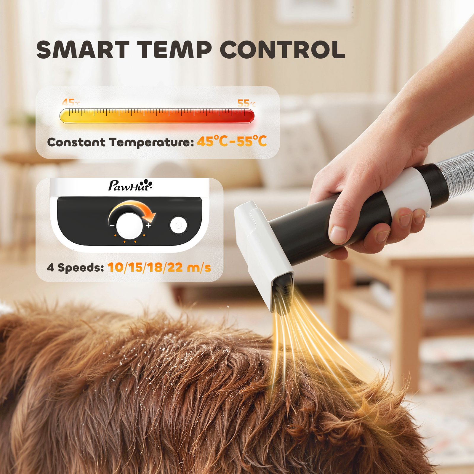 5 in 1 Dog Grooming Vacuum & Dryer w/ Clipper, 1.8L Canister, 4 Modes Blow Temperature