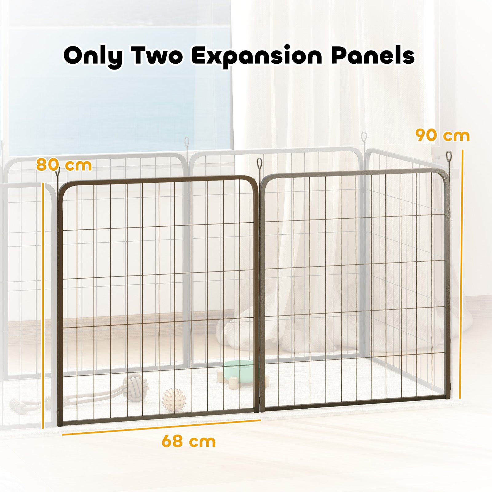 Two-Piece Dog Pen Expansion Pack for Medium Dogs, 80cm Tall Animal Pen with Three Connecting Stakes