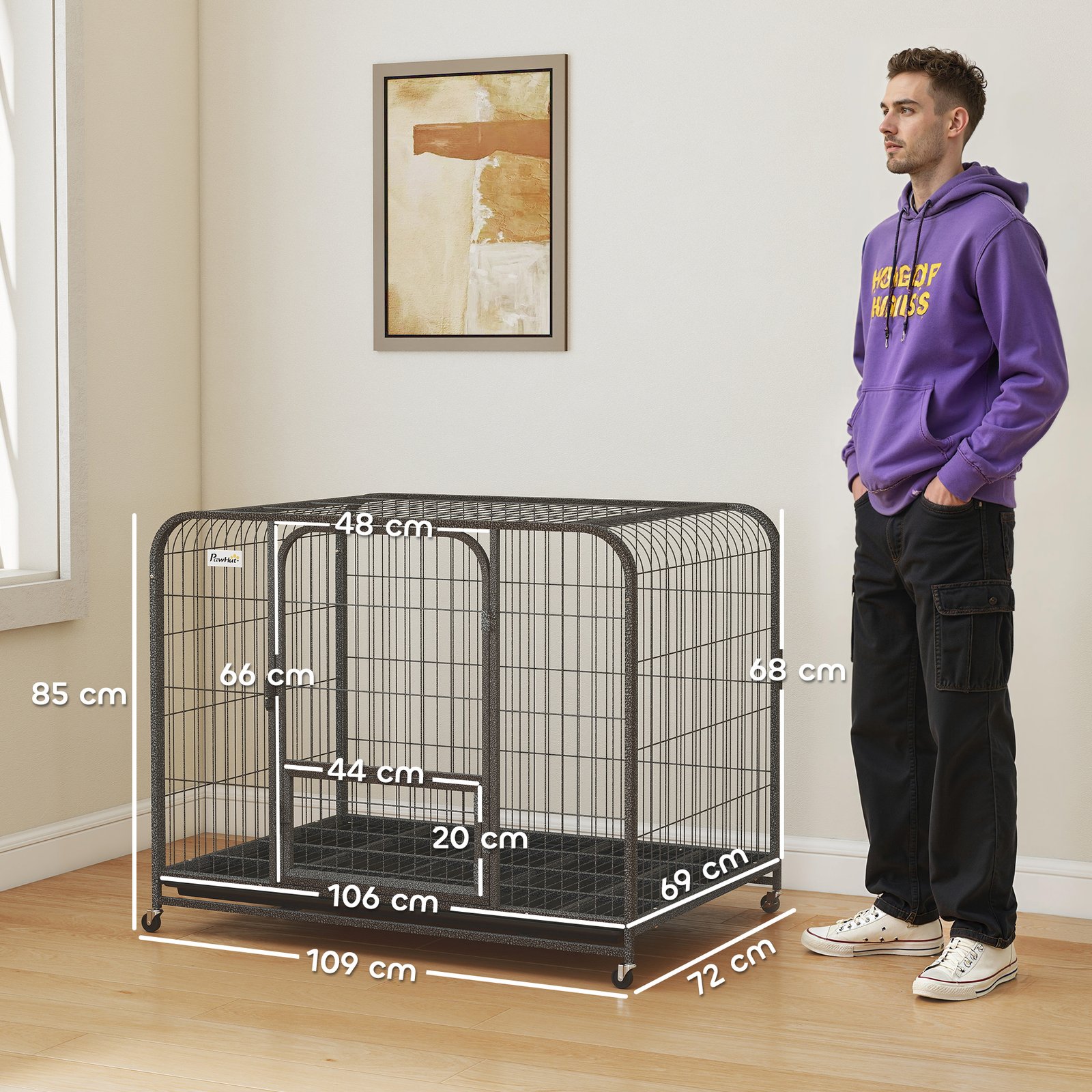 Heavy Duty Dog Crate,109 x 72 x 85 cm, Large Dog Cage for Small to Large Breeds - Image 3