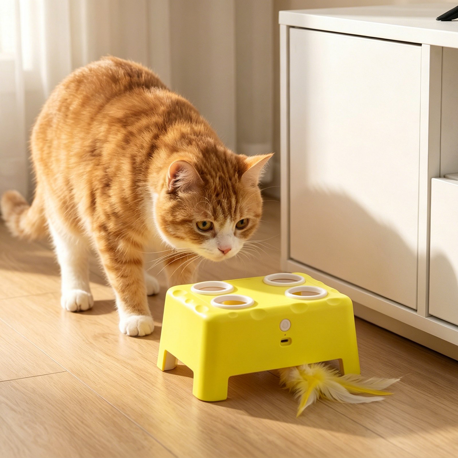 3 in 1 Interactive Cat Toys with Mouse & Feather Teaser Toy Rechargeable Automatic for Indoor Kittens & Adult Cats - Image 6
