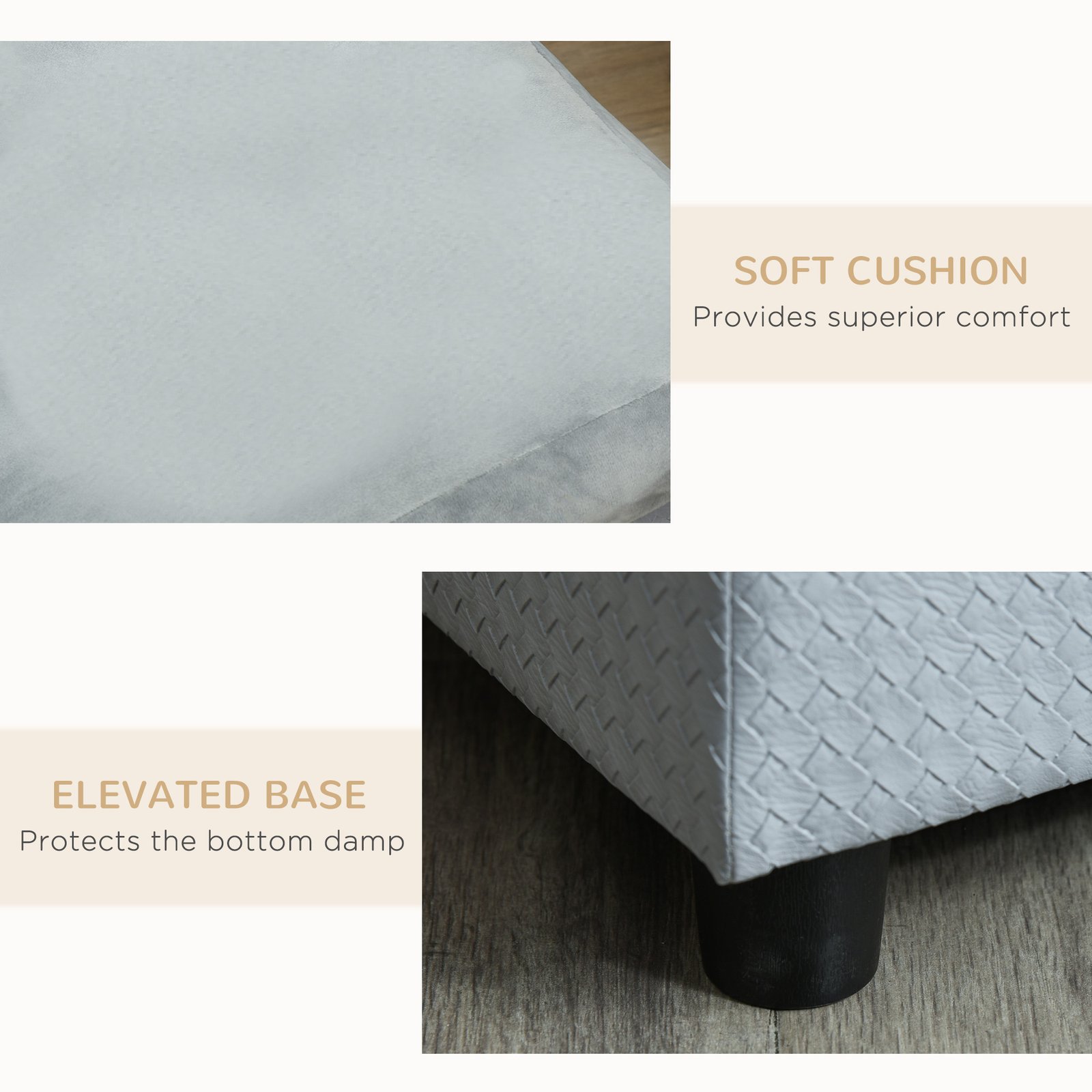 Pet Sofa Chair, with Storage, Cushion, for Small Dogs, Cats - Light Grey - Image 7