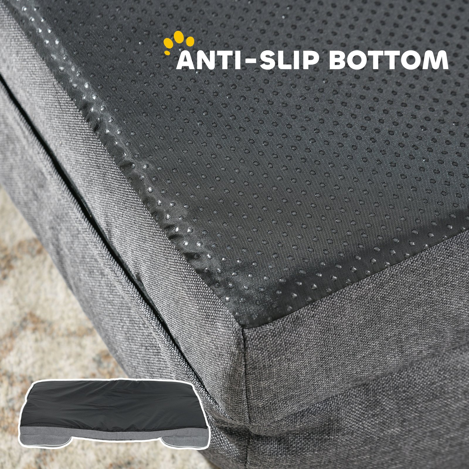 Dog Sofa Bed, Washable Pet Bed with Removable Cover and Non-Slip Bottom for Small, Medium and Large Dogs, Grey