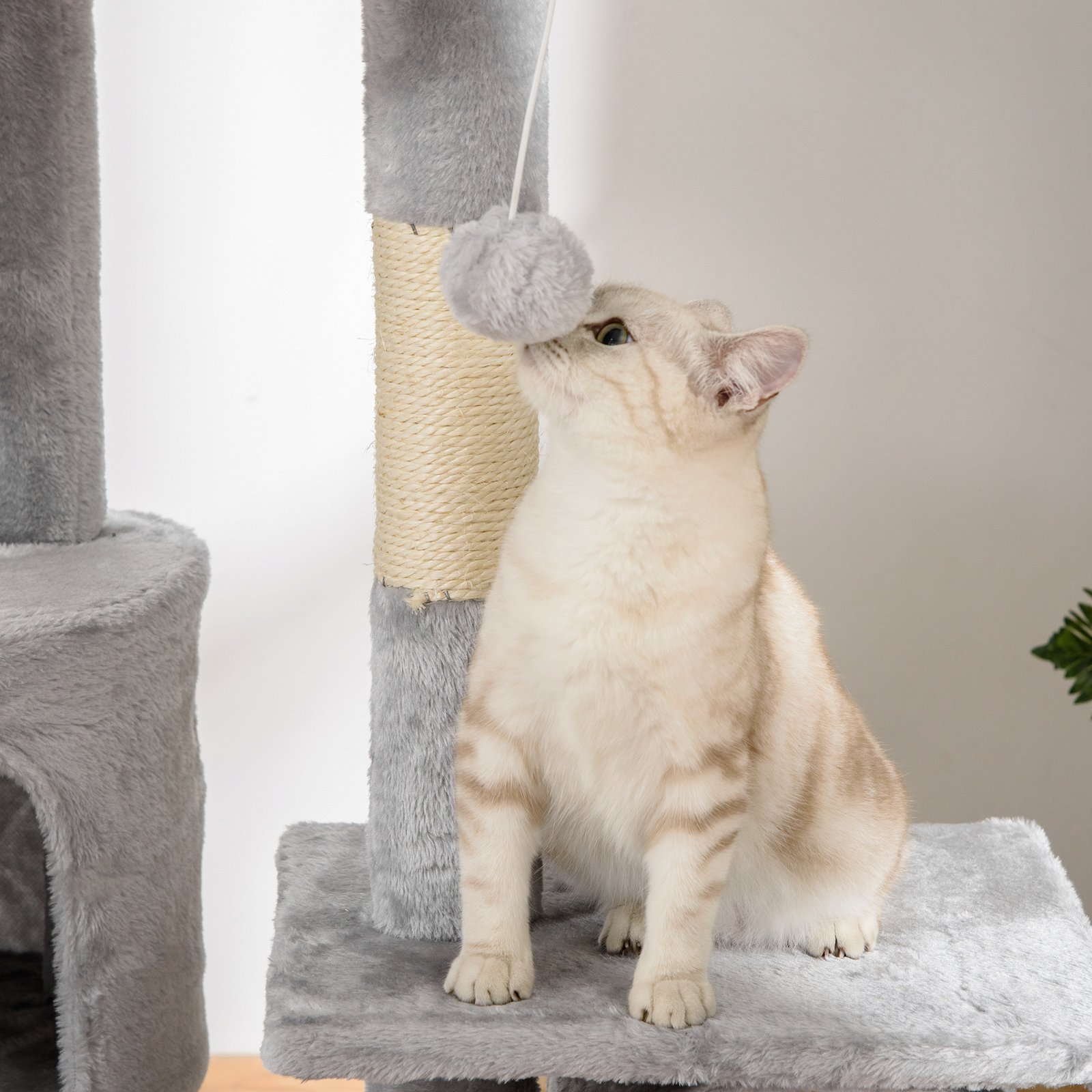 Floor to Ceiling Cat Tree for Indoor Cats, 240-260cm, Adjustable Height - Light Grey - Image 8