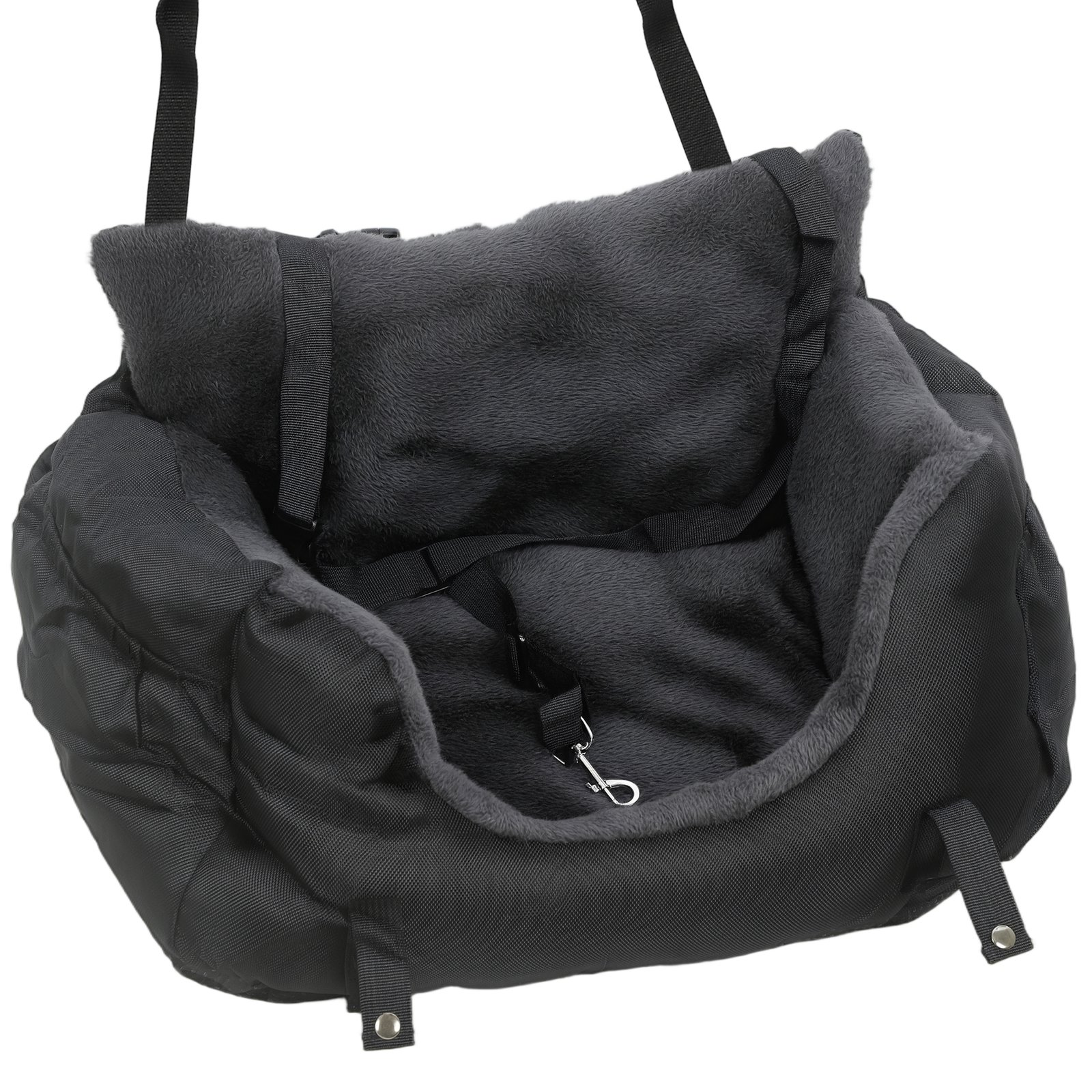 Dog Car Seat for Small Dogs with Fixed Buckle, Safety Leash, Washable Cover, 58 x 45 x 28 cm, Black