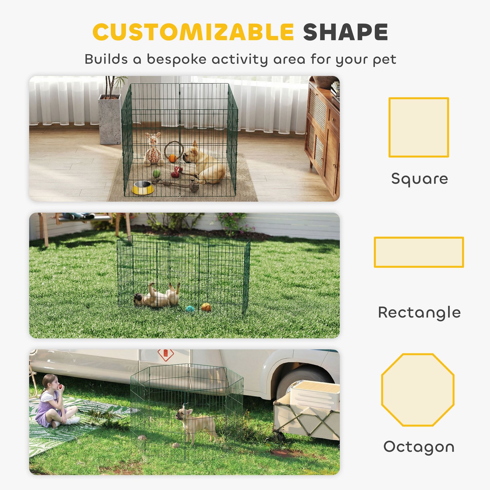 8 Panel Pet Playpen for Medium Dogs Indoor Outdoor 80 cm Height - Image 4