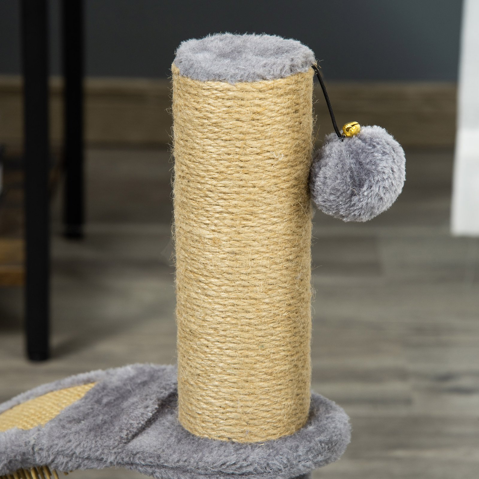Cat Tree for Indoor Cats Climbing Activity Center Kitten Tower Furniture with Jute Post Scratching Massage Board Hanging Ball with Bell 34 x 24 x 43cm Grey - Image 8
