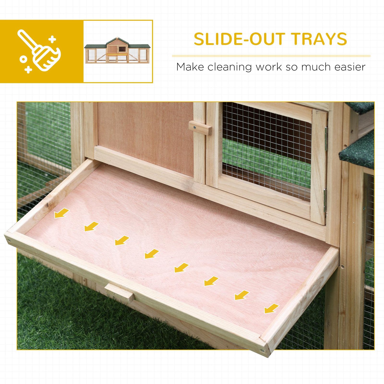 Wooden Rabbit Hutch 2-Storey with Run Outdoor Bunny Guinea Pig, Natural Wood