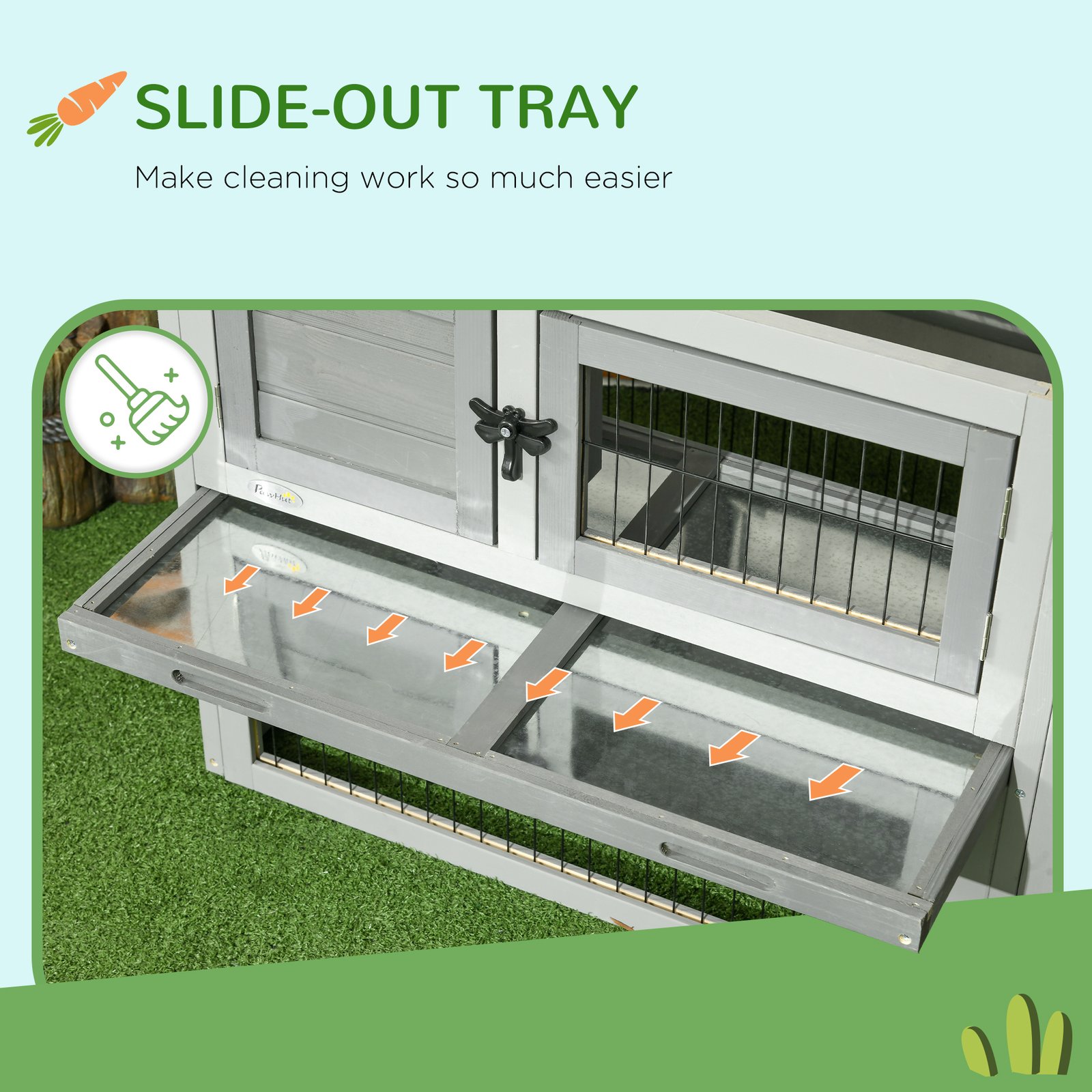 Wooden Rabbit Hutch with Outdoor Run Grey - Image 6