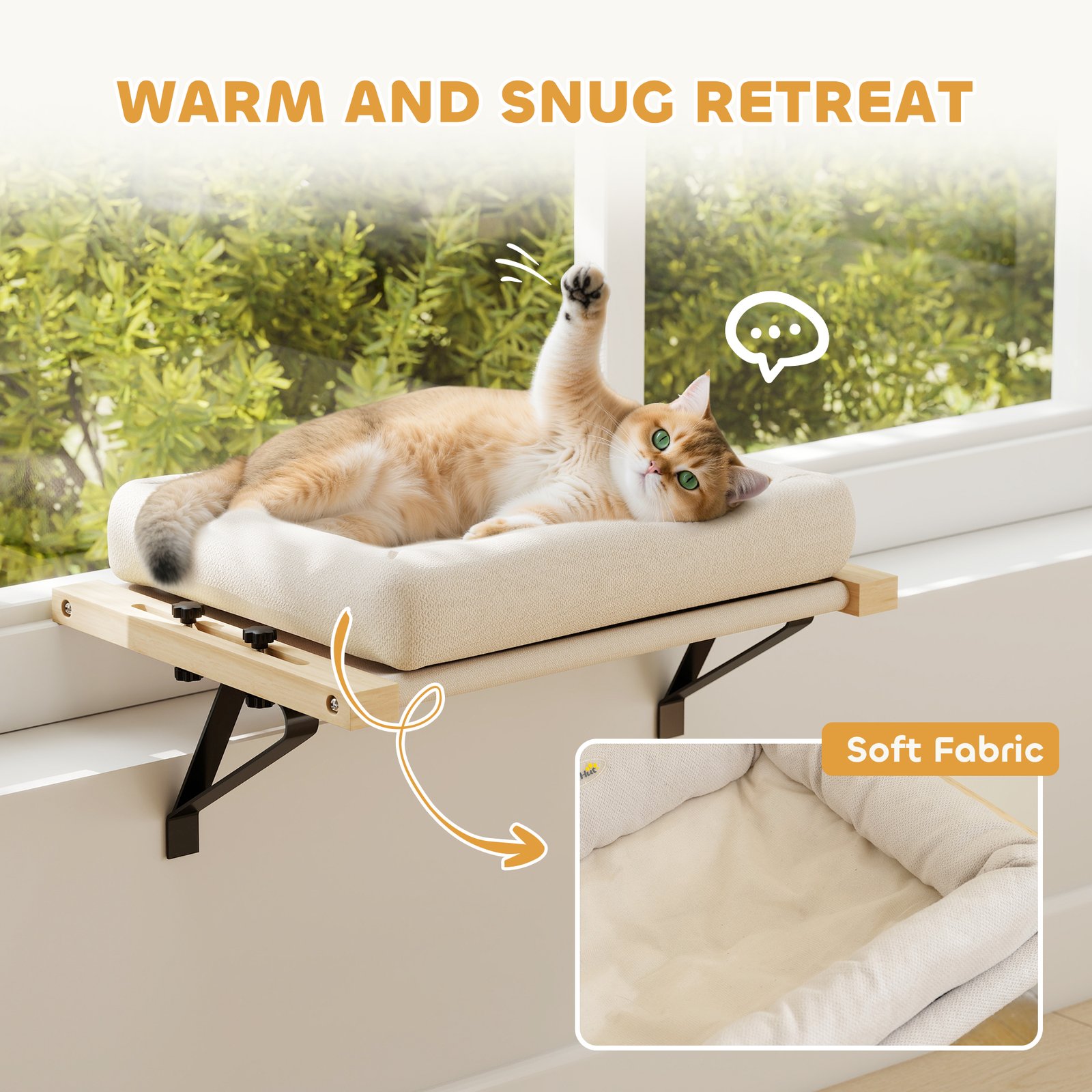Cat Radiator Bed, Adjustable Hanging Cat Hammock with Removable and Washable Cushion for Indoor Cats, Cream White - Image 7