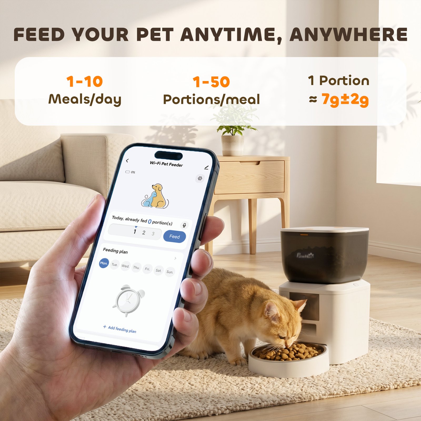Automatic Cat Feeder with Camera, 2.4G WiFi, APP Control 4L Pet Feeder 1-10 Meals with 2-Way Audio, Dual Power Supply
