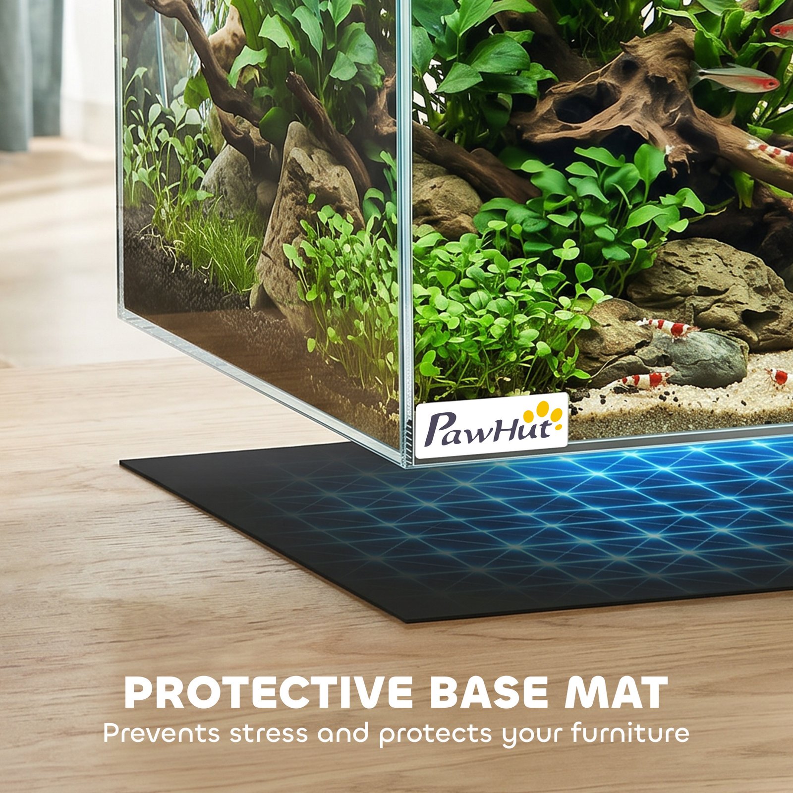 Fish Tank Bare Glass for DIY Glass Aquarium with Protective Base Mat 24L Transparent for Fish Shrimps