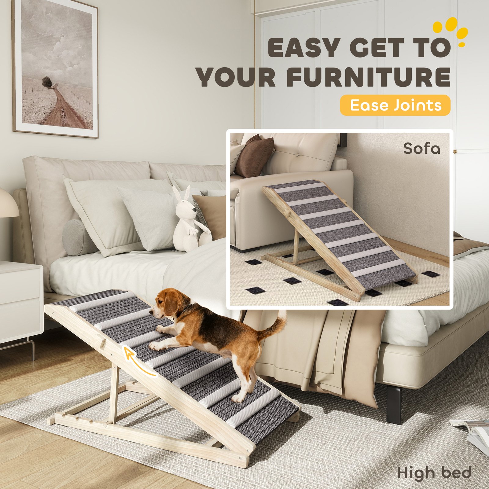 Dog Ramp for Couch, Adjustable Folding Pet Ramp, 4 Adjustable Height Dog Climbing Ladder, 35/43/47/50 cm Height - Image 4