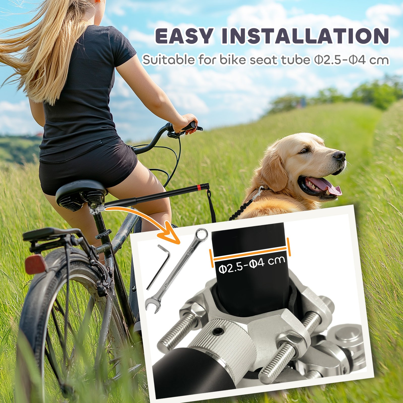 Dog Lead for Bicycle, Dog Leash for Cycling, Training, Jogging, Black - Image 4