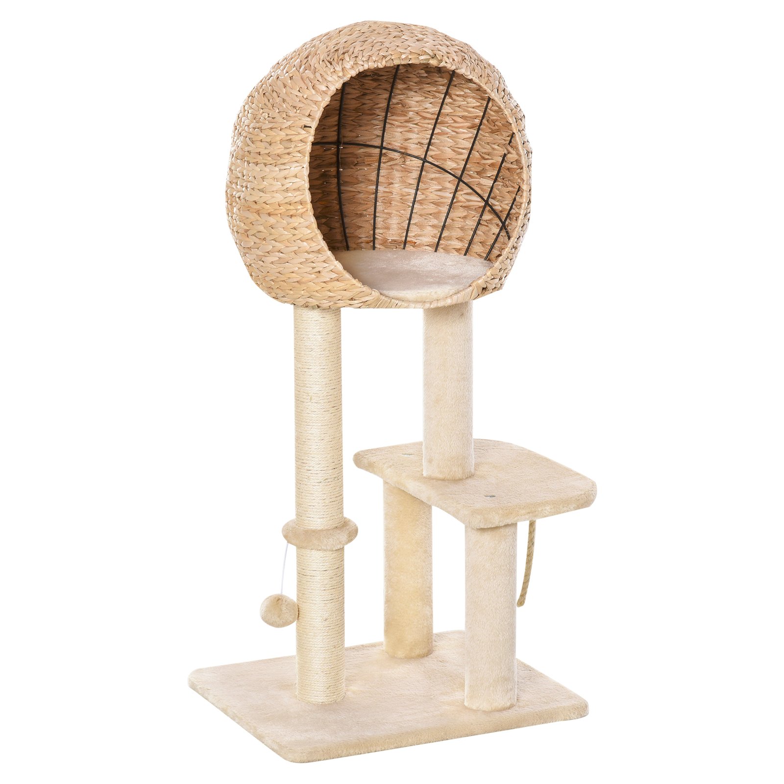 Cat Tree for Indoor Cats 100cm Kitten Climbing Tower Activity Center with Sisal Scratching Post Condo Perch Hanging Balls Teasing Rope Toy Cushion