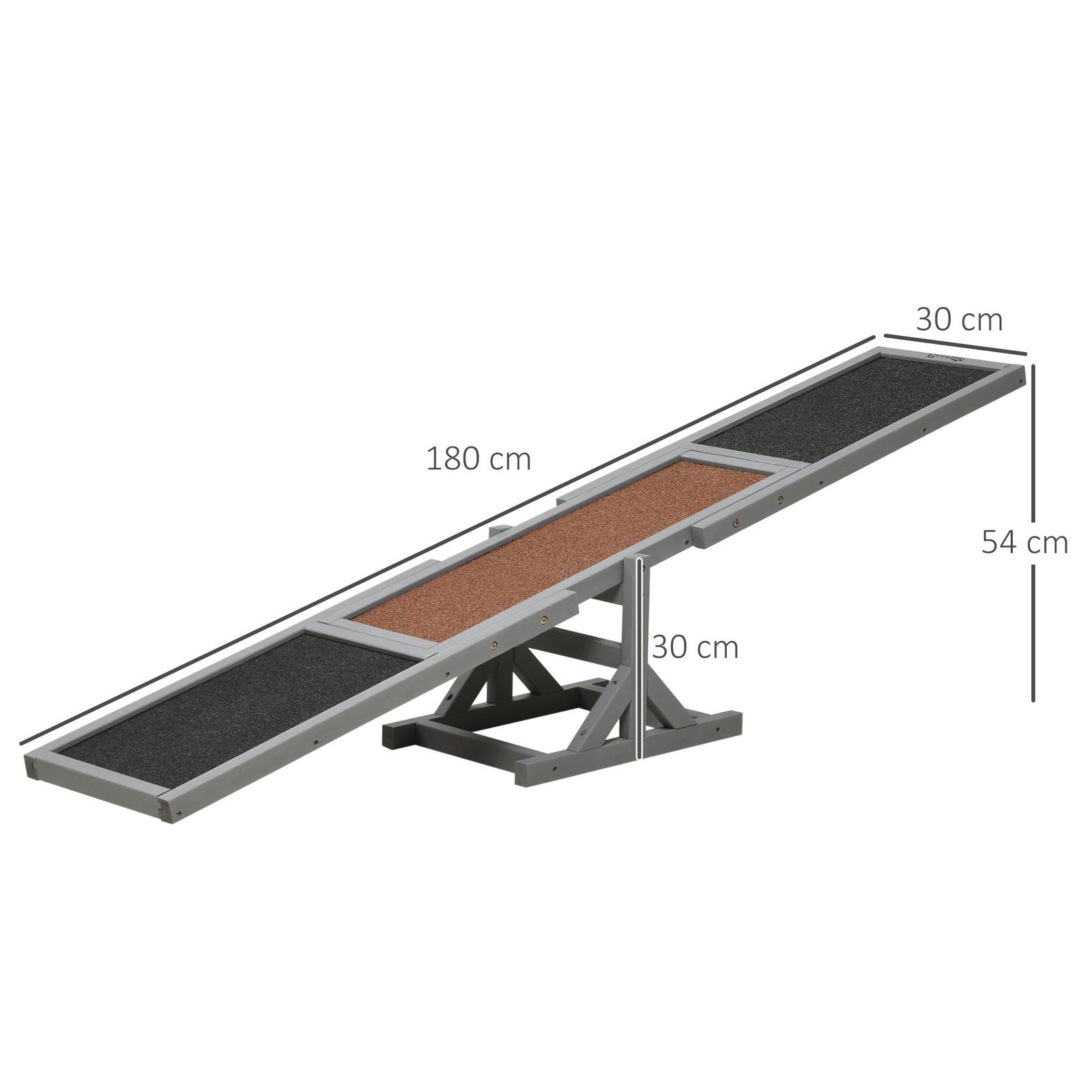 Wooden Pet Seesaw for Big Dogs, Dog Agility Equipment with Anti-Slip Surface - Grey - Image 3