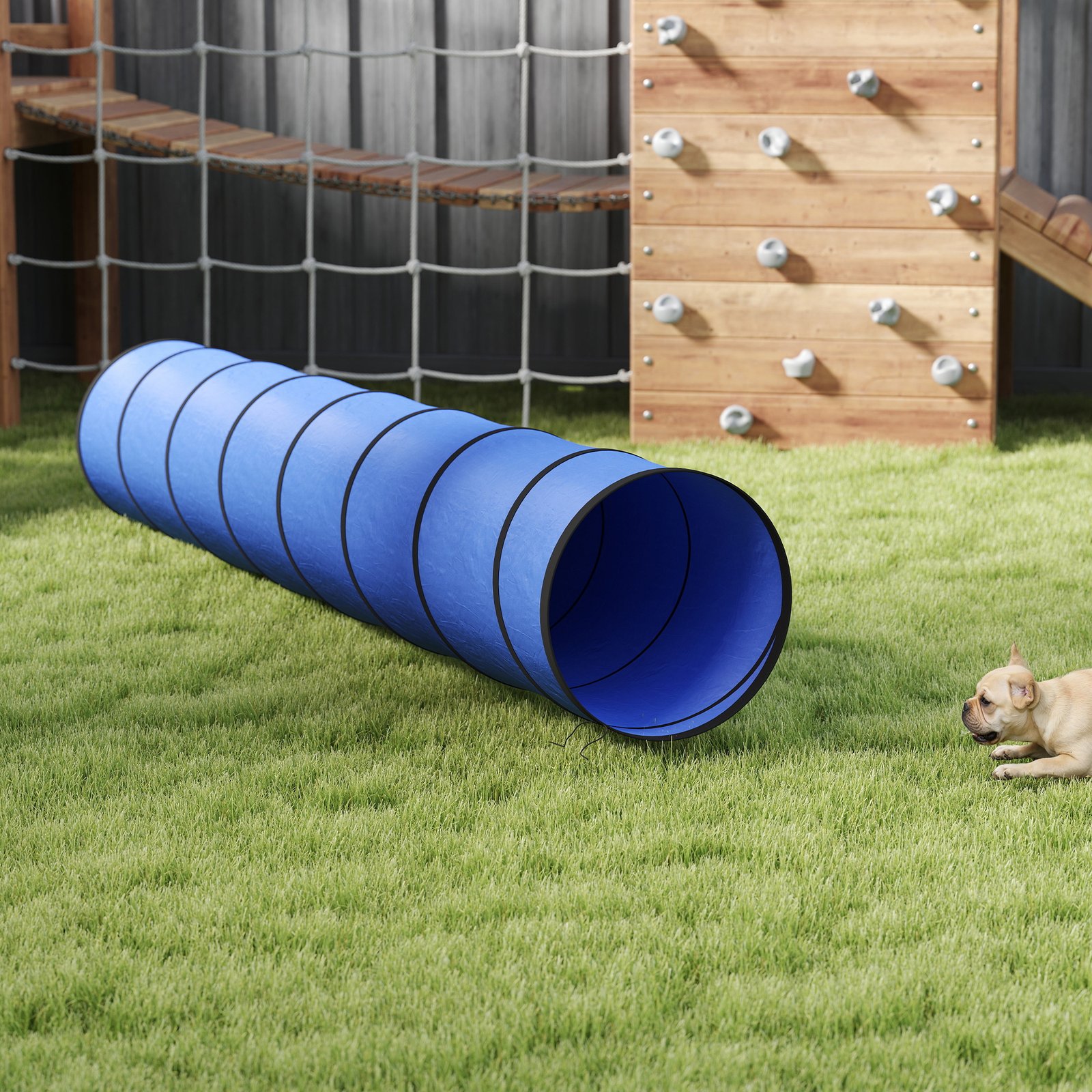 Dog Tunnel, 300 x 50 cm, Foldable Play Tunnel with 4 Pegs and Bag, Tear-Resistant Outdoor Dog Agility Equipment, Blue - Image 8