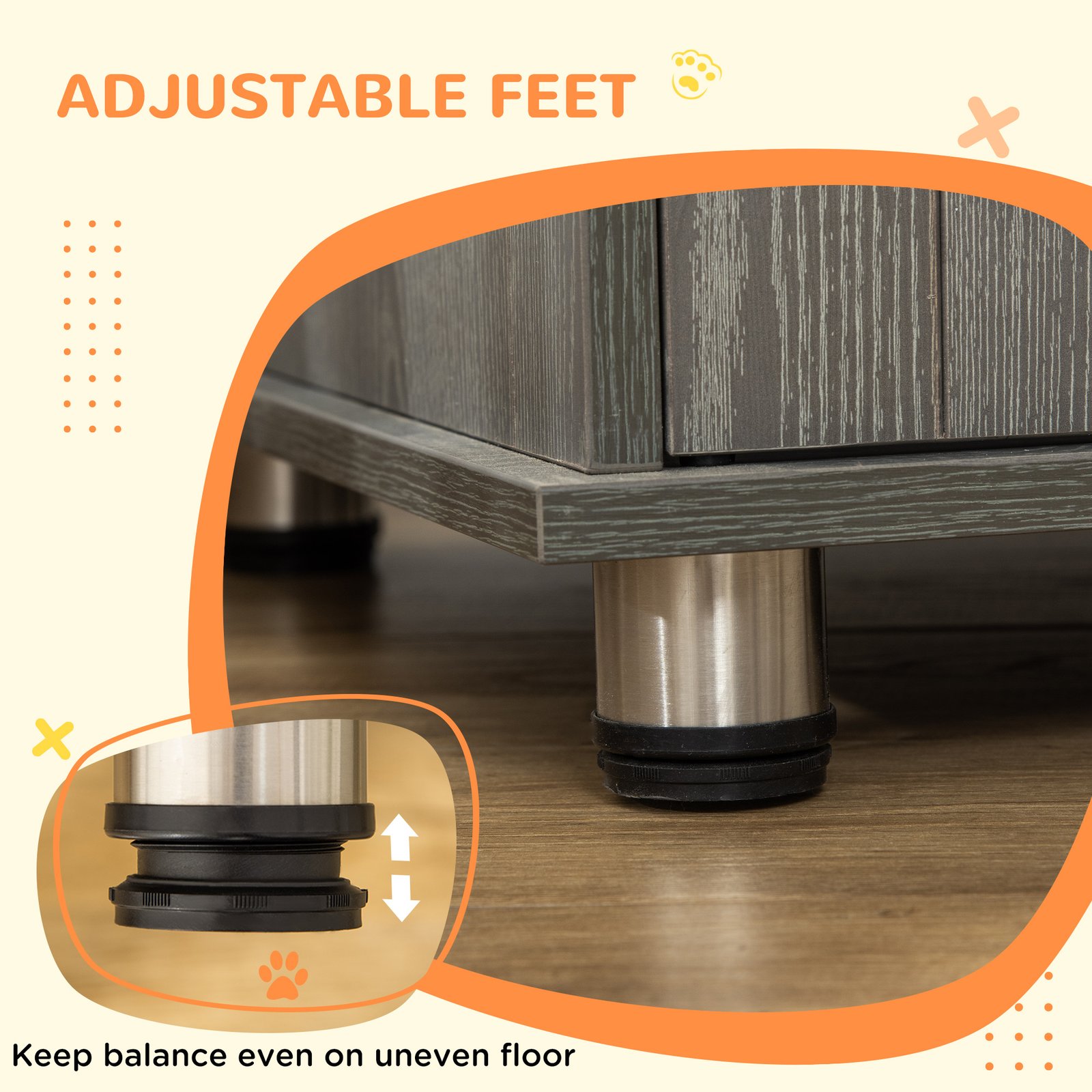 Dog Crate Table for Medium and Large Dogs with Magnetic Door for Indoor Use, 85 x 55 x 75 cm, Grey - Image 7
