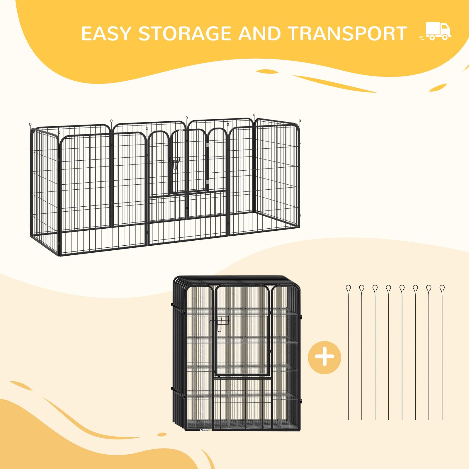 8 Panels Heavy Duty Puppy Playpen, for Large, Medium Dogs, Indoor and Outdoor Use - Black - Image 6