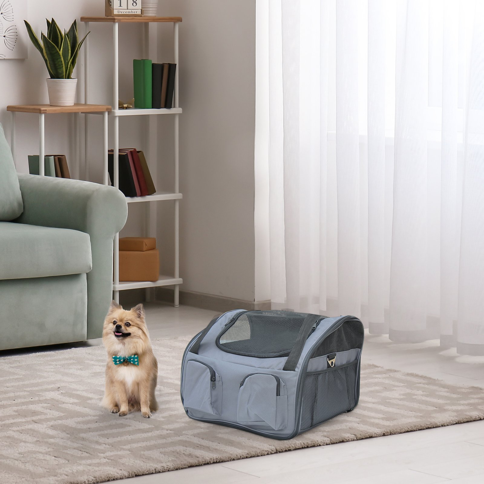 Soft Sided Pet Carrier Foldable Bag Car Seat Cat Dog Puppy Kennel Portable Travel Cage Tote Case Mesh Holder House Grey