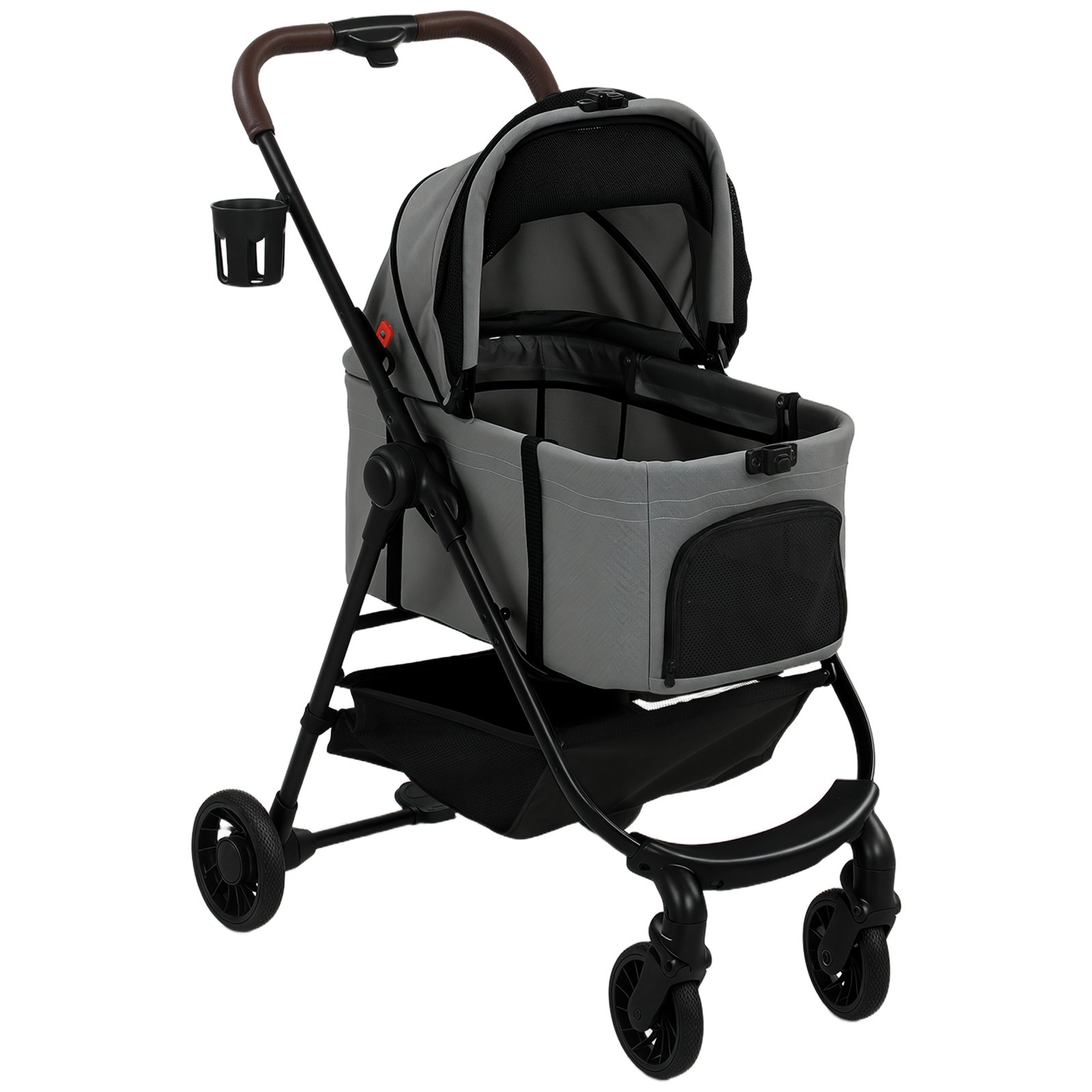Dog Stroller, 3 in 1 Foldable Pet Stroller for Small Puppy Cat with Detachable Travel Carrier, Storage Basket, Grey
