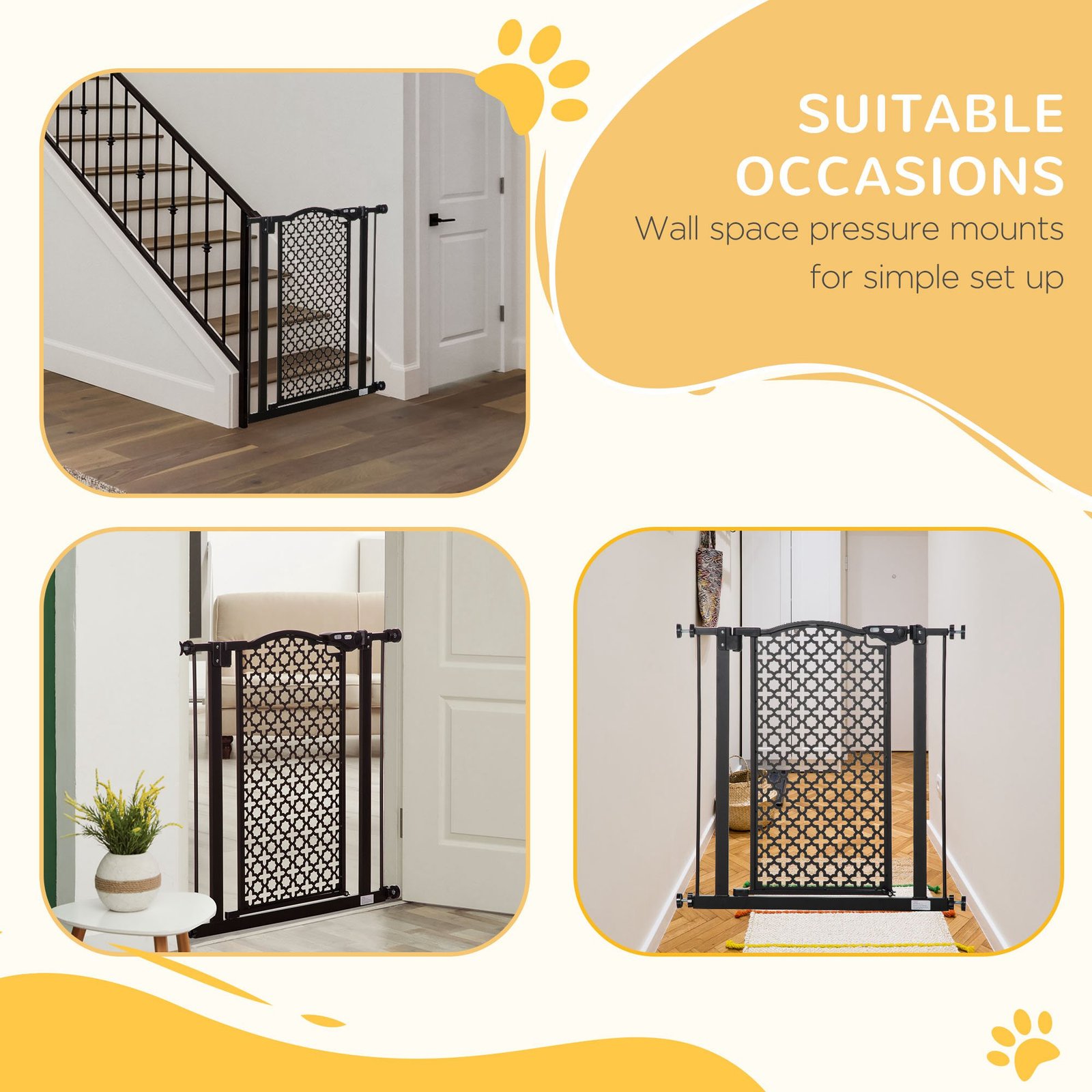 74-80 cm Pressure Fit Safety Gate for Doorways and Staircases, Dog Gate, Pet Barrier for Hallways with Auto Close, Double Locking - Image 7