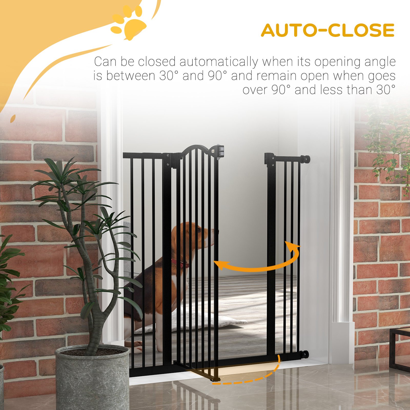 Pressure Fit Dog Stair Gate No Drilling Safety Gate Auto Close for Doorways, Hallways, 74-100cm Adjustable, 94cm Tall, Black - Image 5