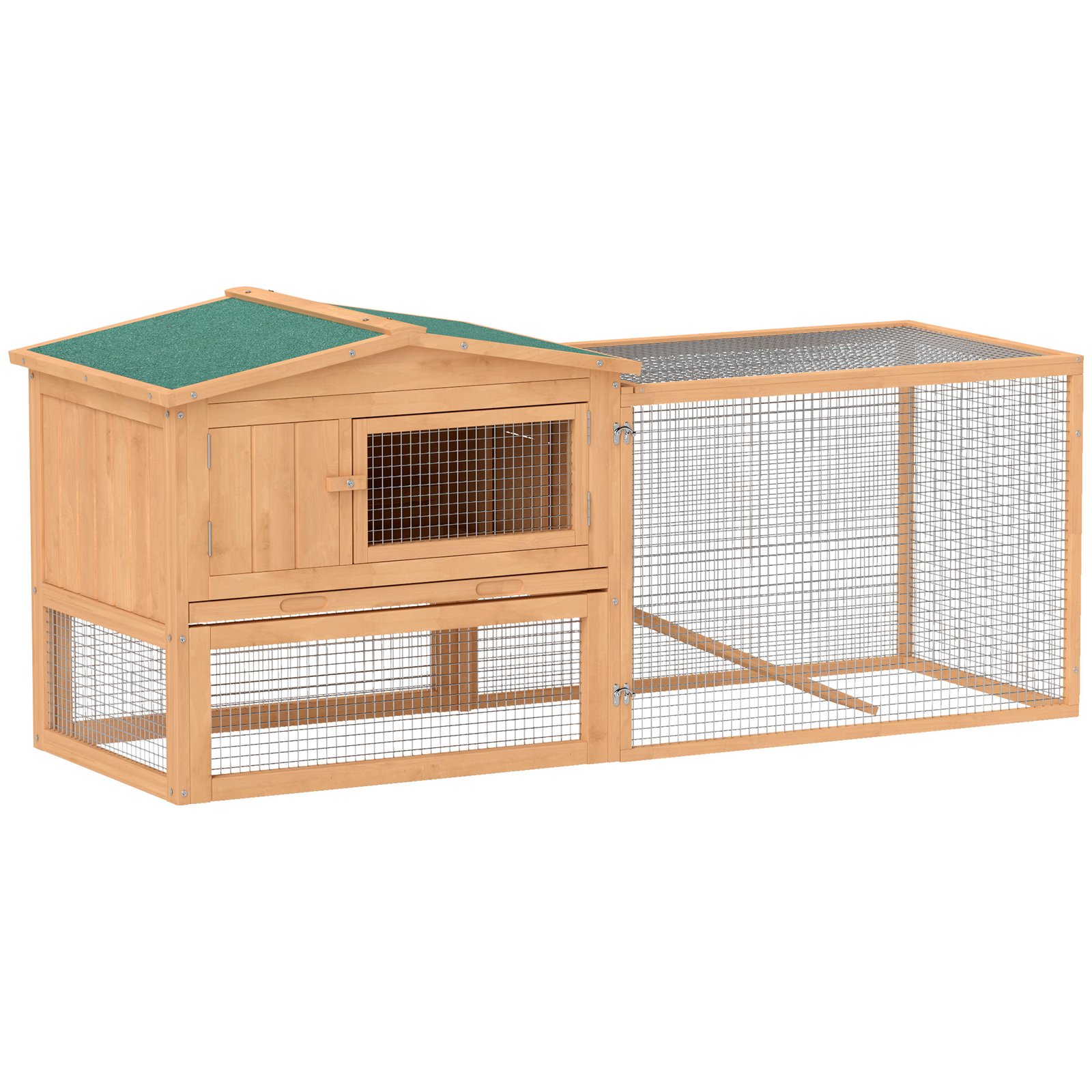 Wooden Rabbit Hutch Guinea Pig hutch House 2 Tier with Rabbit Run for Outdoor Garden Backyard, 85 x 24 x 57cm
