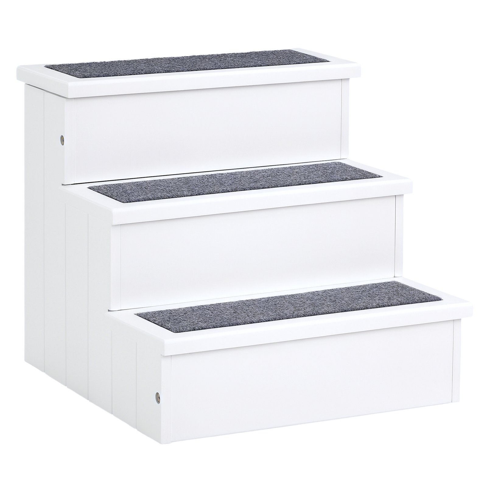 Dog Steps for Bed Sofa, 3 Step Wooden Dog Stairs for Sofa, Pet Stairs with Storage for Small Cats and Puppy, White