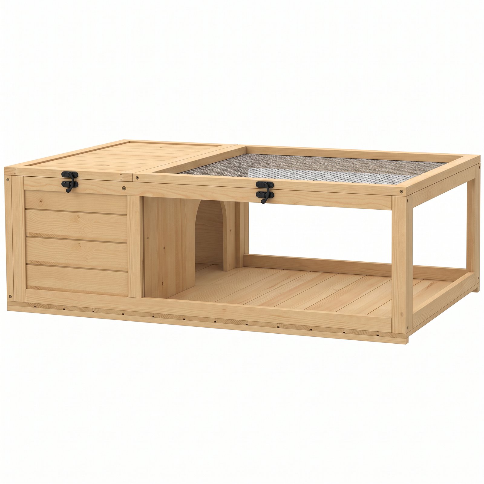 Tortoise House, Small Reptile Wooden House, with Mesh Roofs, Side Panels, for Turtles