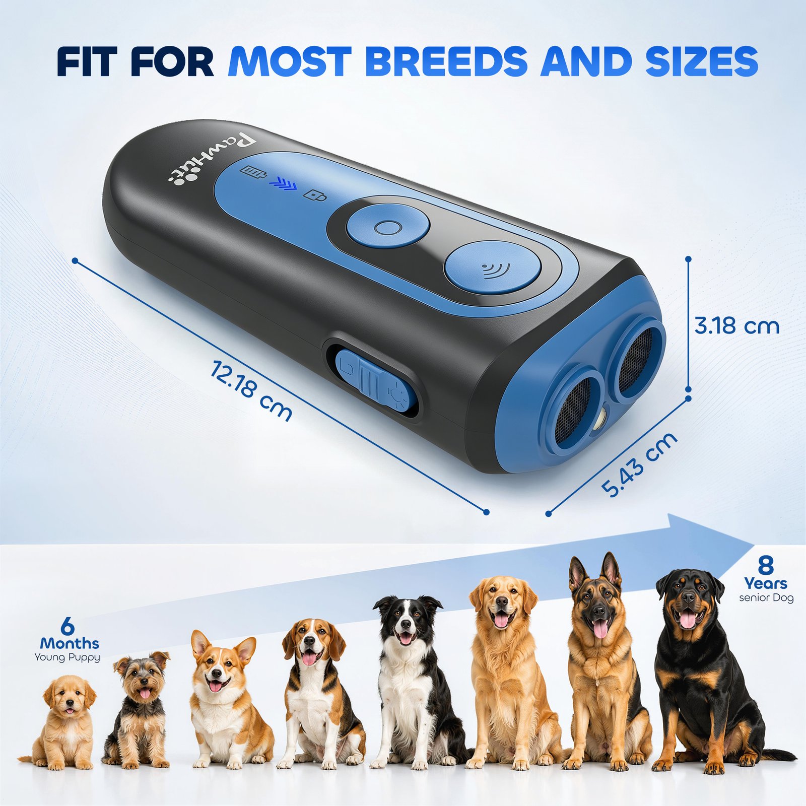 Anti Barking Device for Dogs, Ultrasonic Stop Dog Barking Device with 5 Modes & Vibration, LED Flashlight