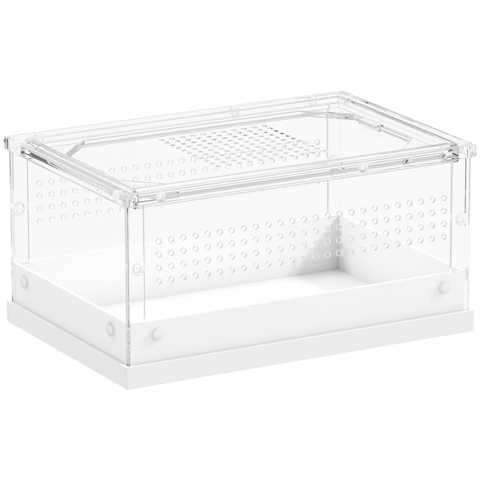Acrylic Reptile Terrarium with Top Sliding Door, Vents, for Snake, Frog, Spider, Gecko, Tarantula, 30 x 20 x 15 cm