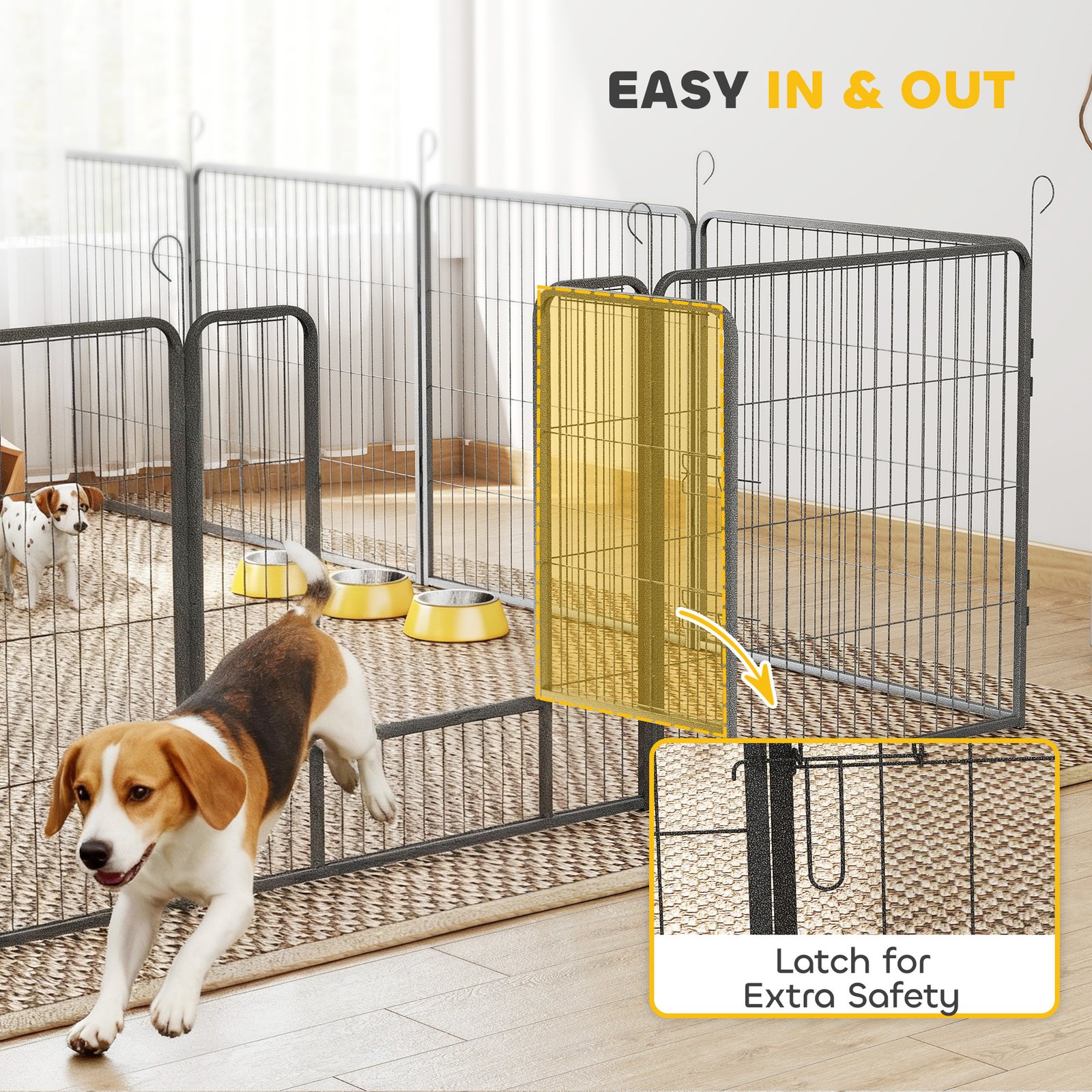 16 Panels Heavy Duty Puppy Playpen, for Small and Medium Dogs, Indoor and Outdoor Use - Grey