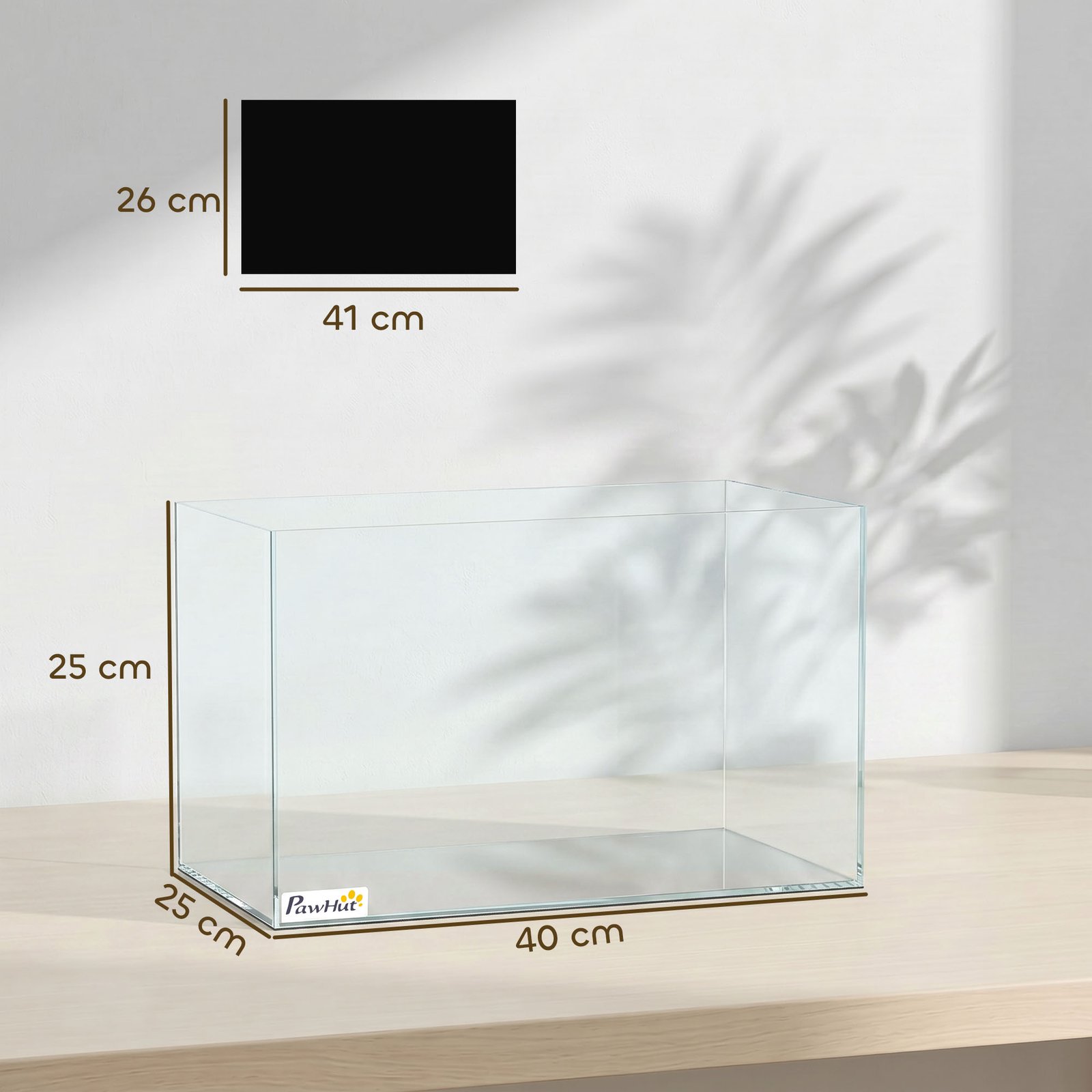 Fish Tank Bare Glass for DIY Glass Aquarium with Protective Base Mat 24L Transparent for Fish Shrimps