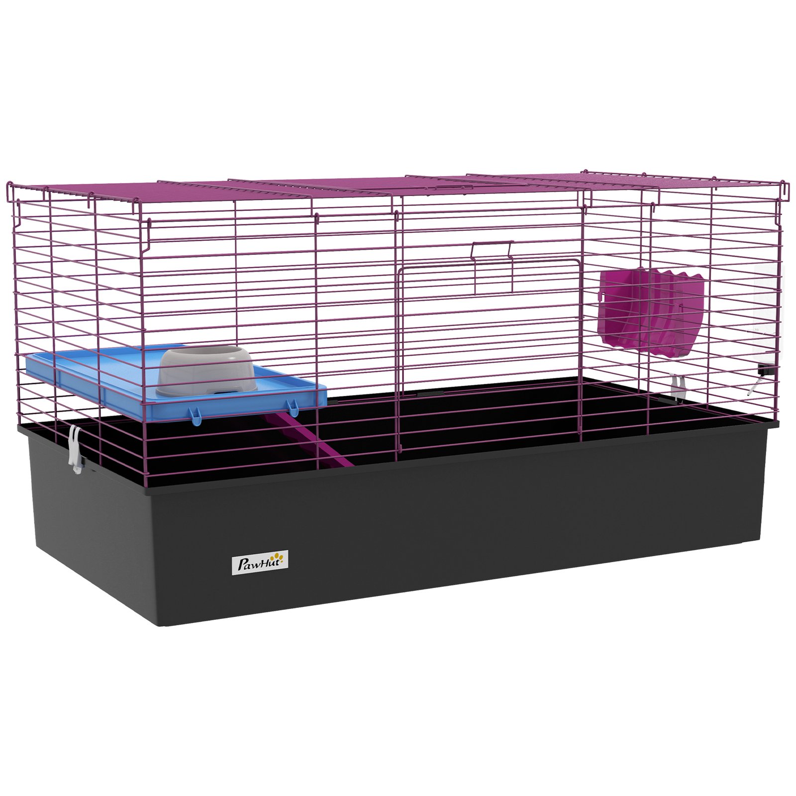 Hedgehog Small Rabbit Guinea Pig Small Animal Cage, Pet Cage, with Platform, Ramp, 99 x 52 x 53cm, Black