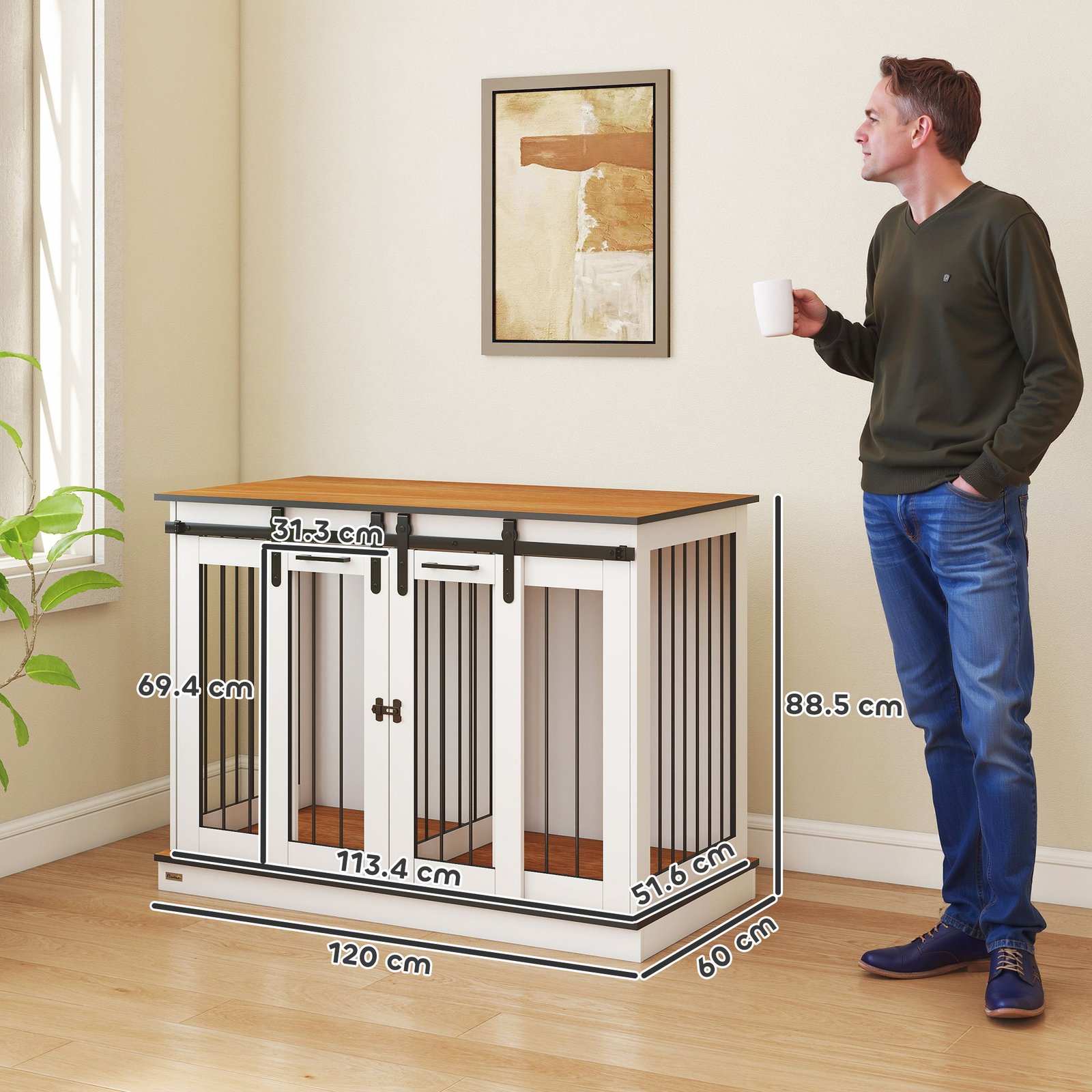 Dog Crate Furniture for Large Dogs, Double Dog Cage for Small Dogs - Image 3