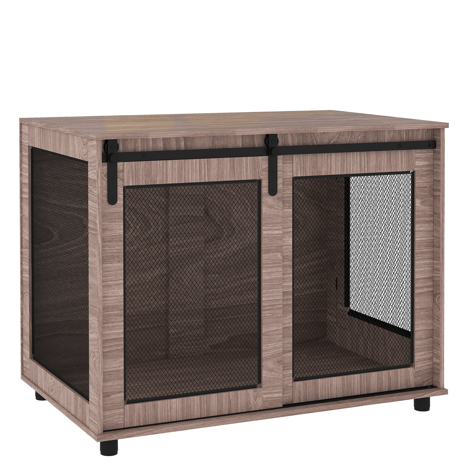 Dog Crate Furniture with Sliding Door for Large Dogs, Walnut Brown