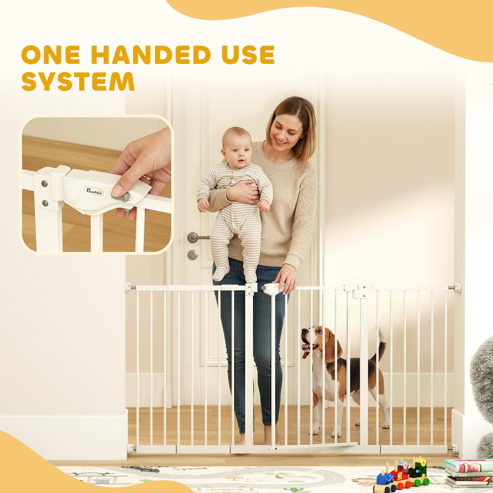 Adjustable Safety Gate w/ Three Extensions, Four Adjustable Screws, White - Image 6