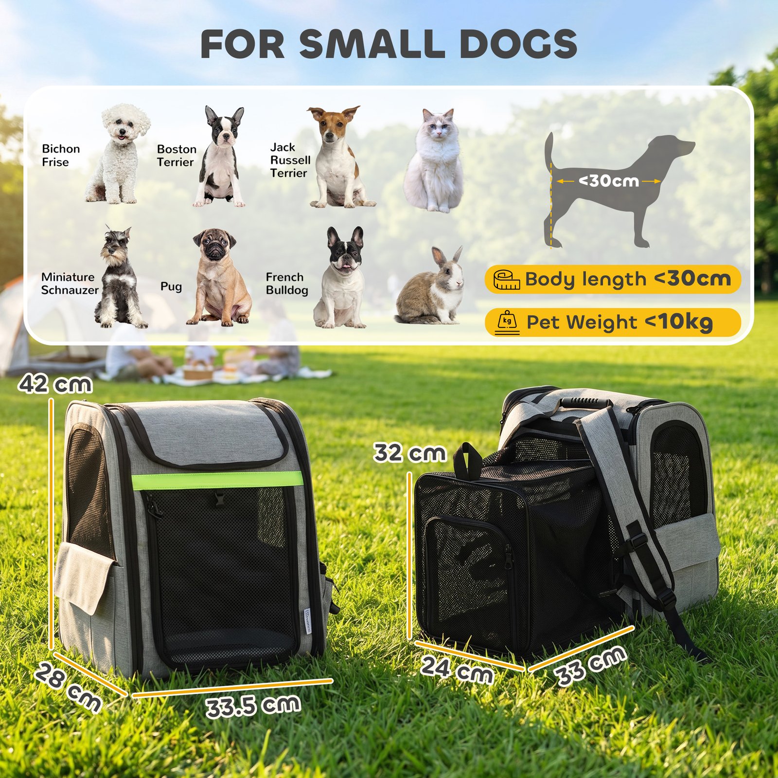 Dog Carrier Backpack Expandable, Breathable Pet Carrier Bag for Small Puppy Cat with Reflective Strip for Travel Hiking