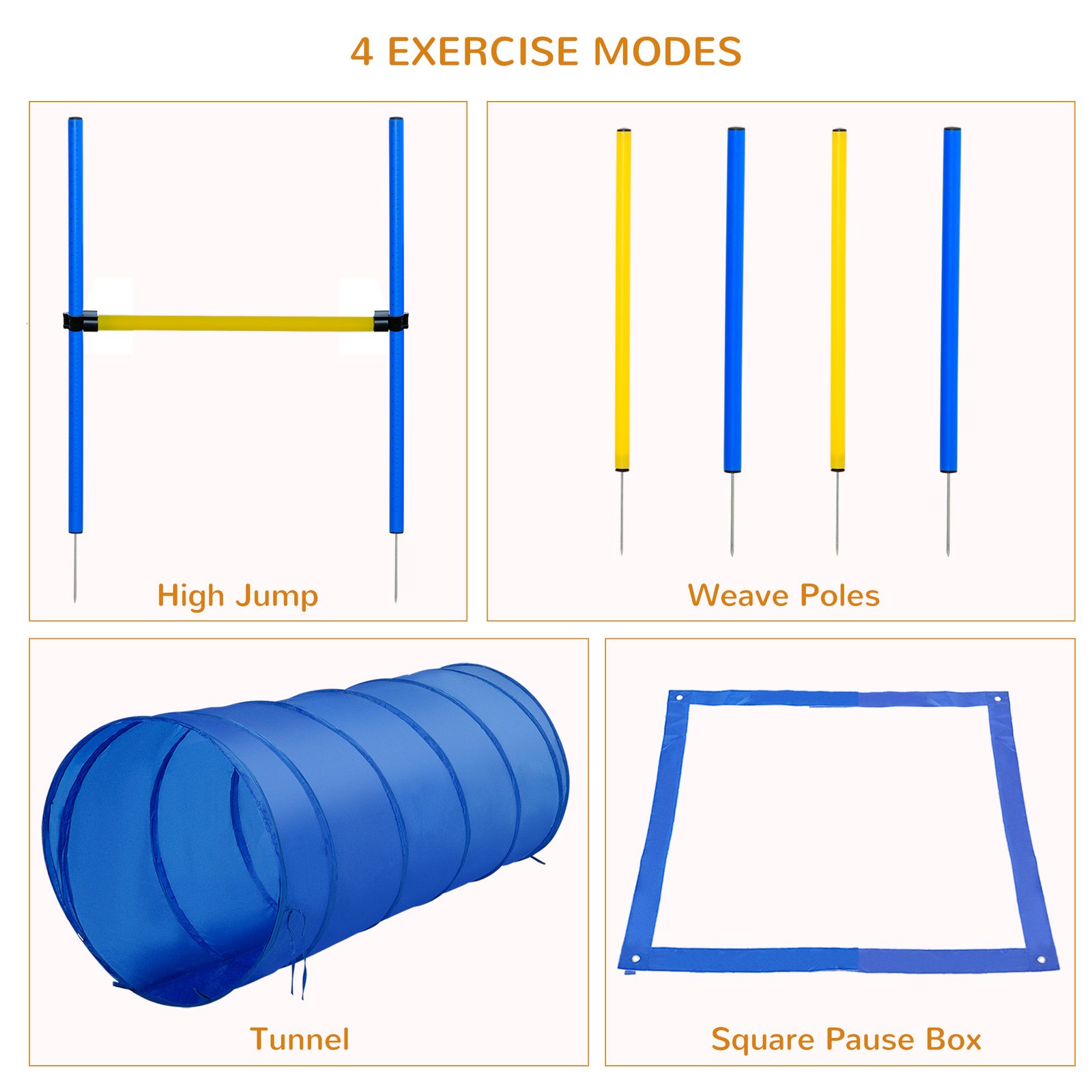 Pet Agility Training Equipment Dog Play Run Jump Obedience Training Set Adjustable (Poles + Hurdle + Tunnel + Pause Box) - Image 4