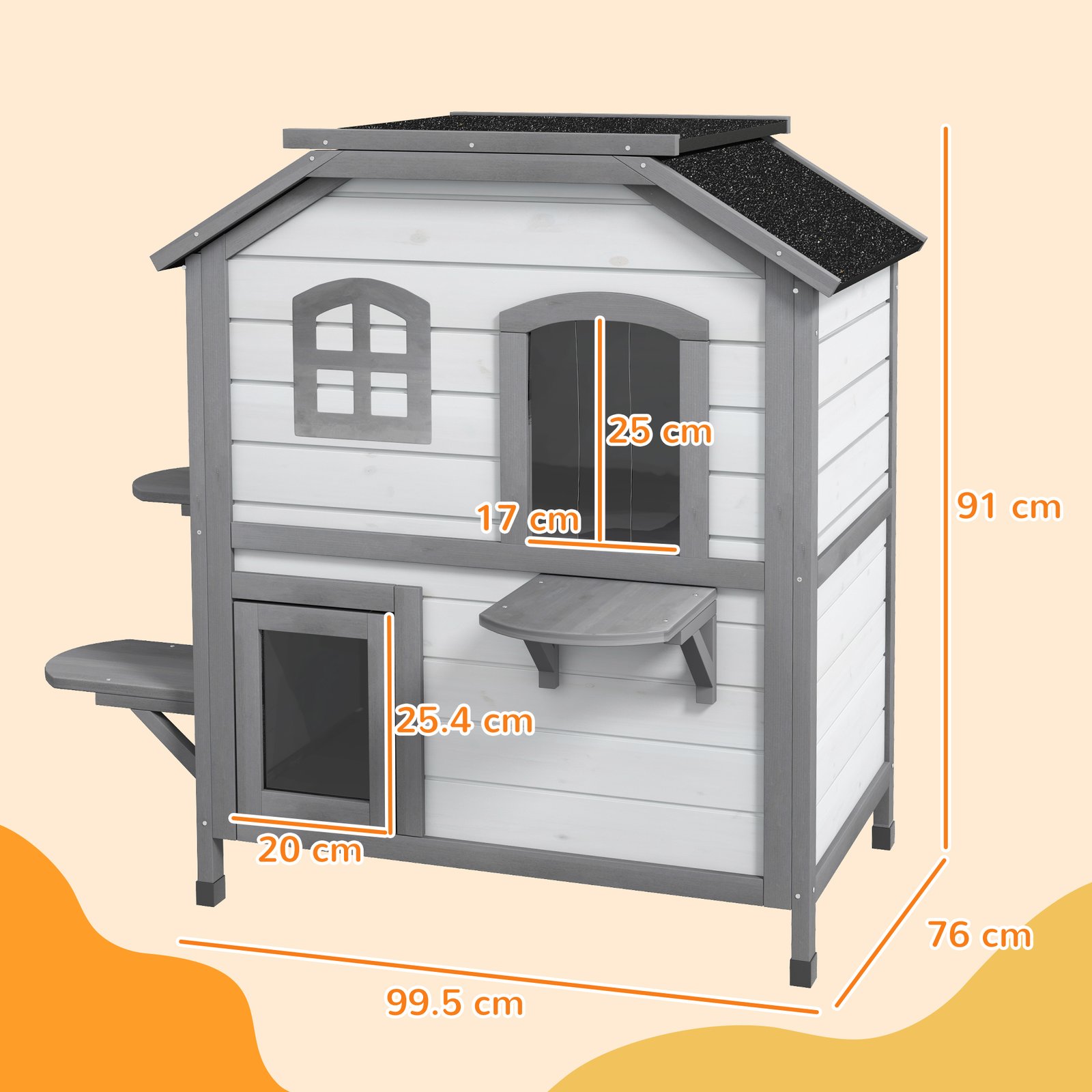 2-Story Indoor or Outdoor Cat House W/ Escape Door, Cat Shelter, White - Image 3