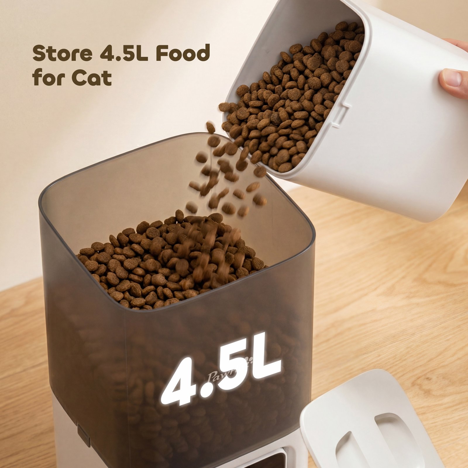 Automatic Cat Feeder, 4.5L WiFi Cat Food Dispenser with Timer, Programmable 1-10 Meals, Auto Pet Feeder
