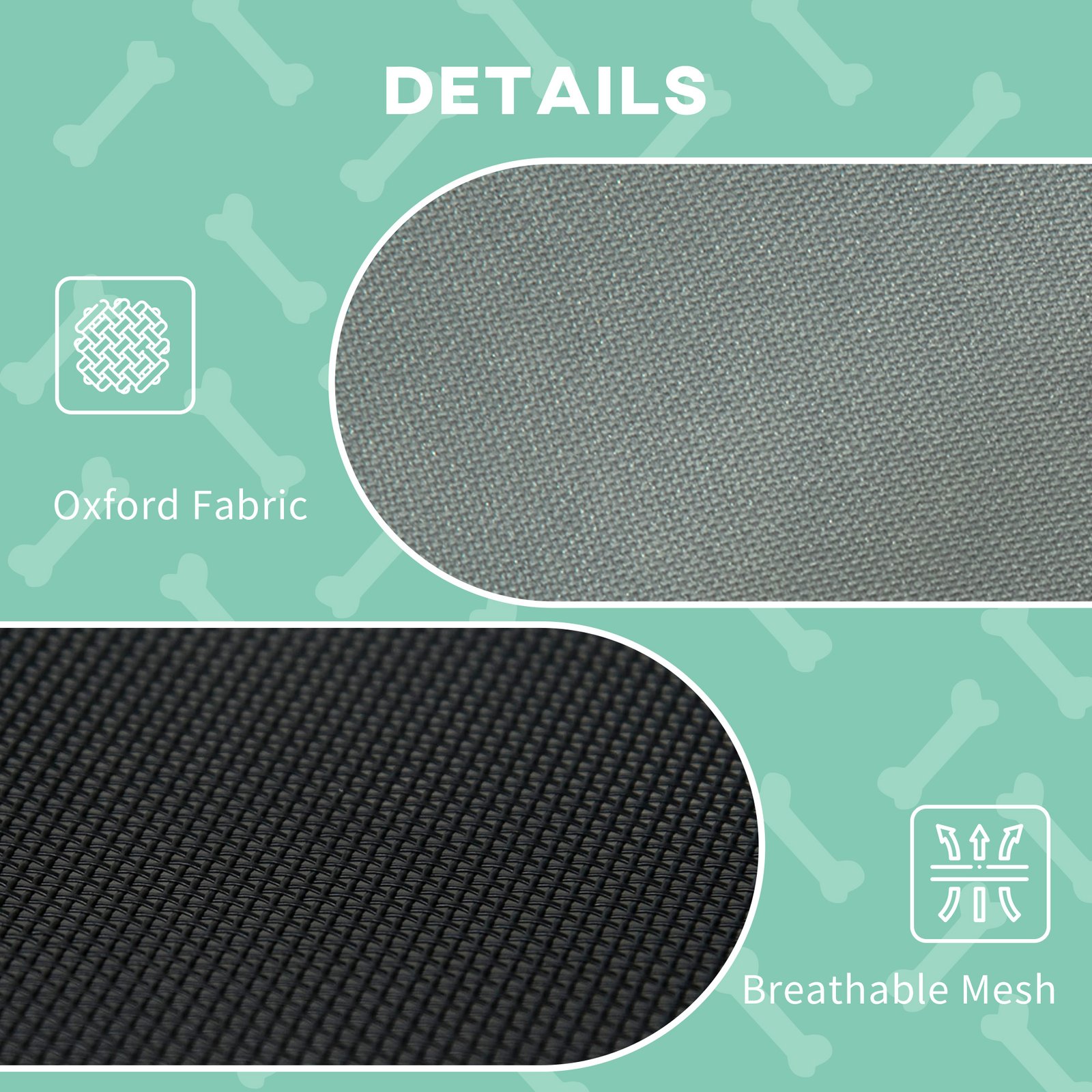 Outdoor Dog Bed with Removable Canopy, Portable Raised Dog Bed for Camping, Garden & Beach, Water-Resistant UV-Protection Mesh Pet Cot Sun Lounger, for Small Pets, 61 x 46 x 62 cm, Grey