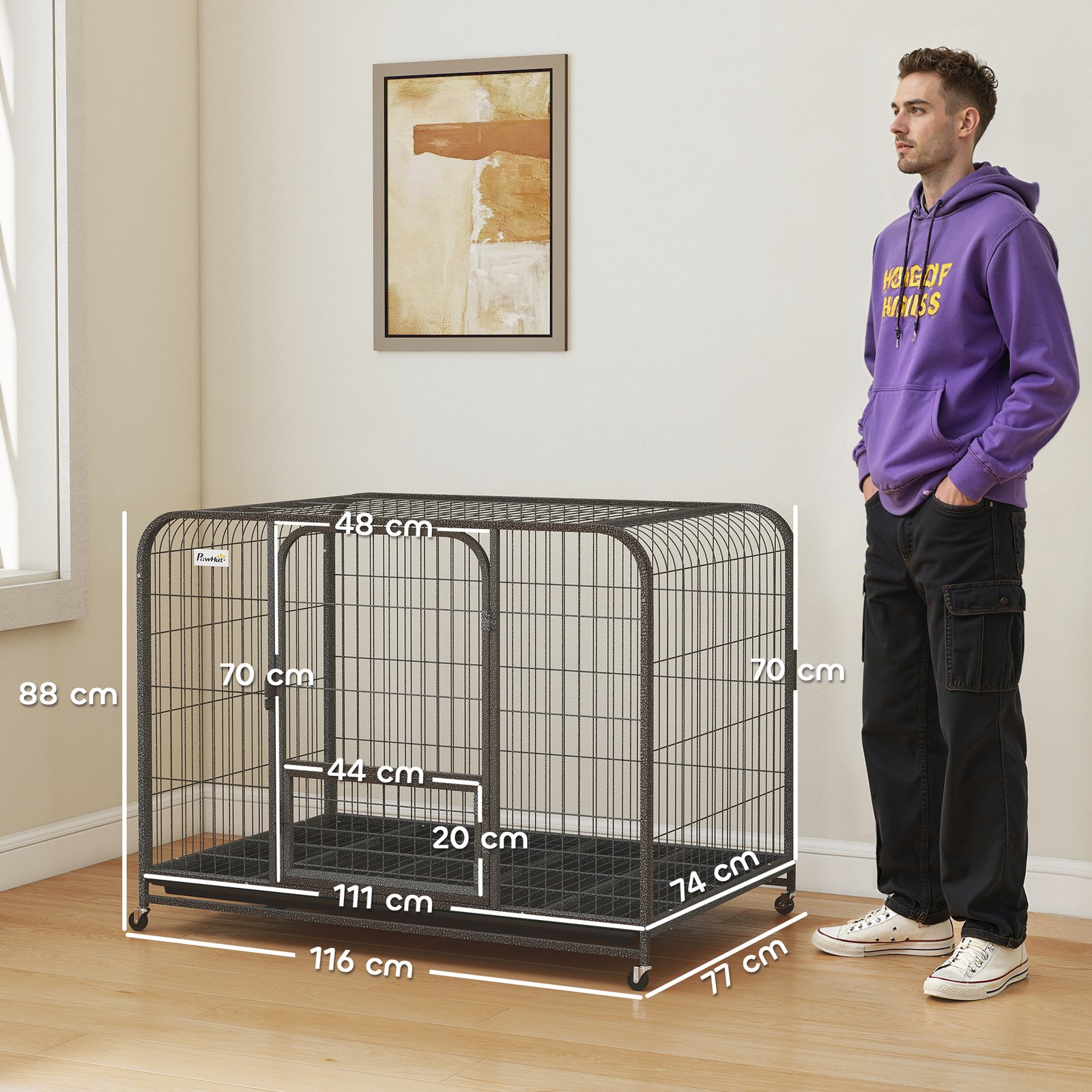 Heavy Duty Dog Crate,116 x 77 x 88 cm, Large Dog Cage for Small to Large Breeds - Image 3