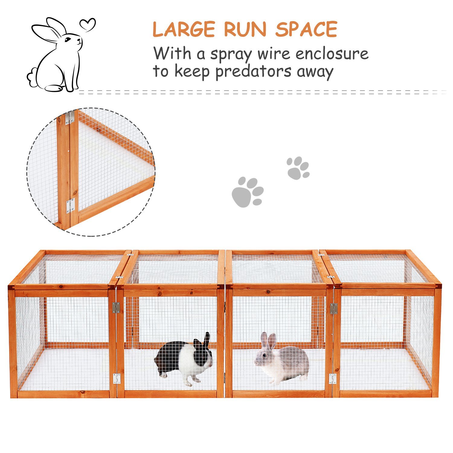 Guinea Pigs Hutches W/ Mesh Wire, 181Lx100Wx 48H cm-Wood