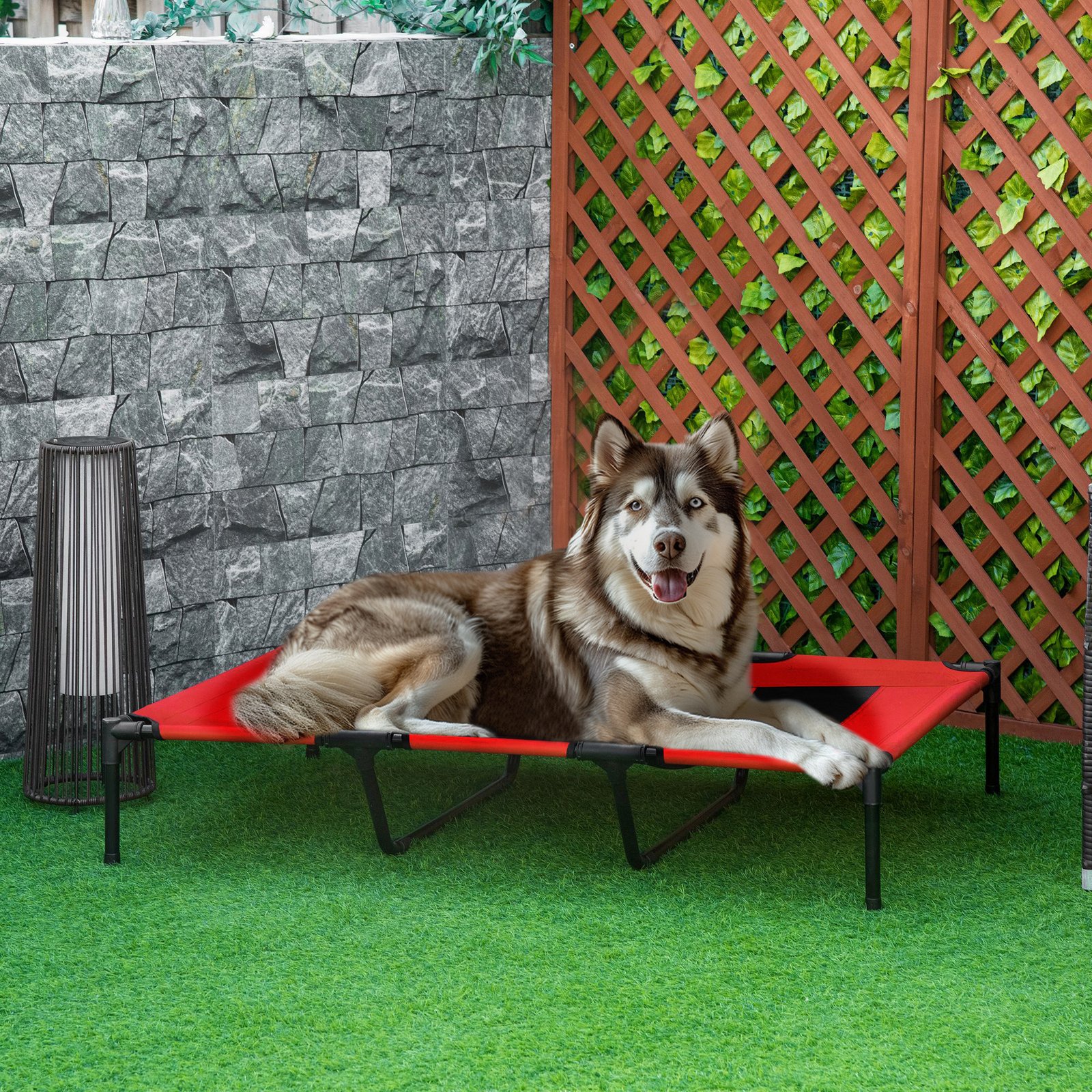 Raised Dog Bed Cooling Metal Elevated Pet Cot with Breathable Mesh, Non-slip, Lightweight & Portable, for Indoor Camping Beach Travel Outdoor Use, Red, XX Large, 122 x 92 x 23cm - Image 9